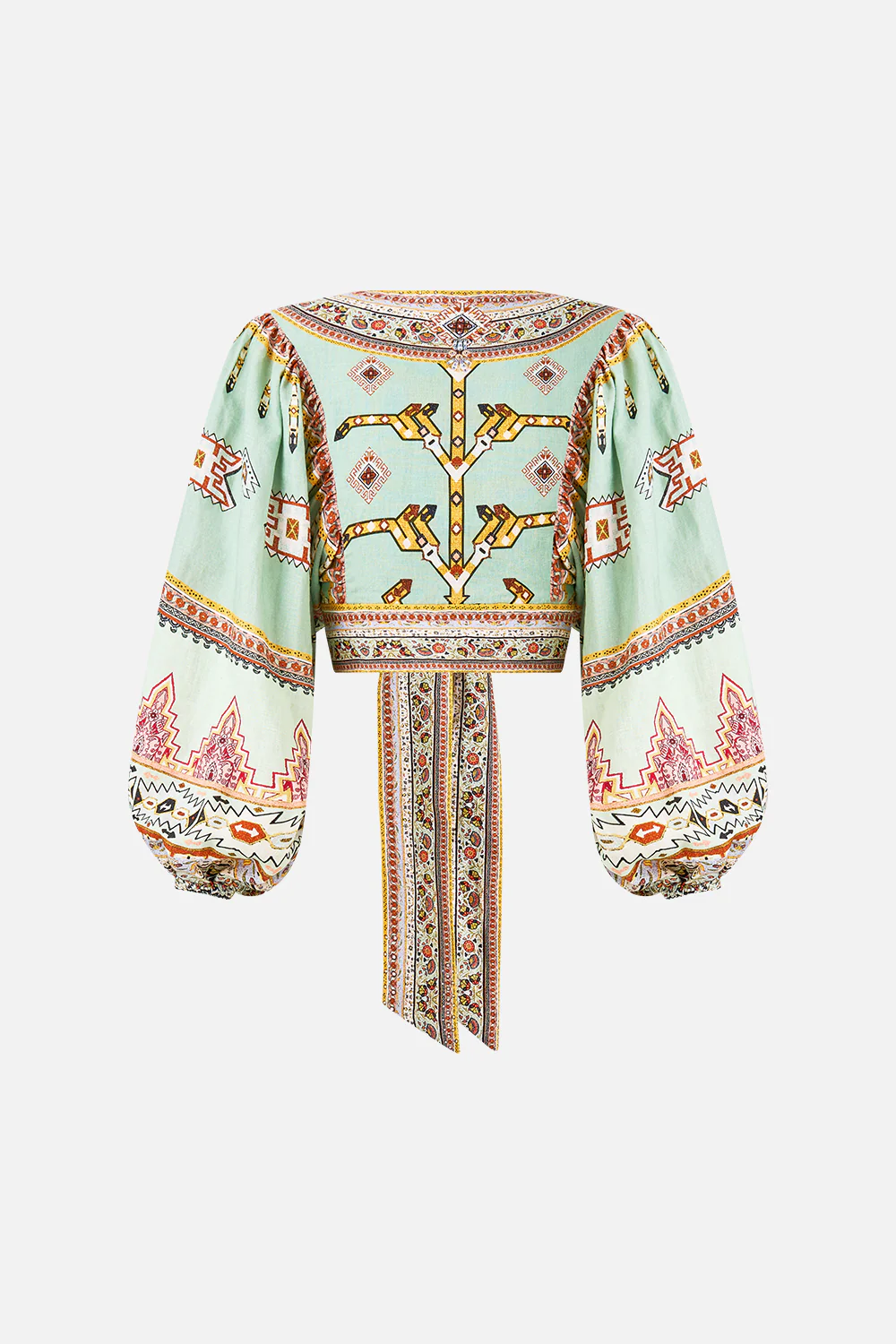 CROPPED BLOUSON SLEEVE TIE FRONT TOP LEGEND HAS IT - Image 6