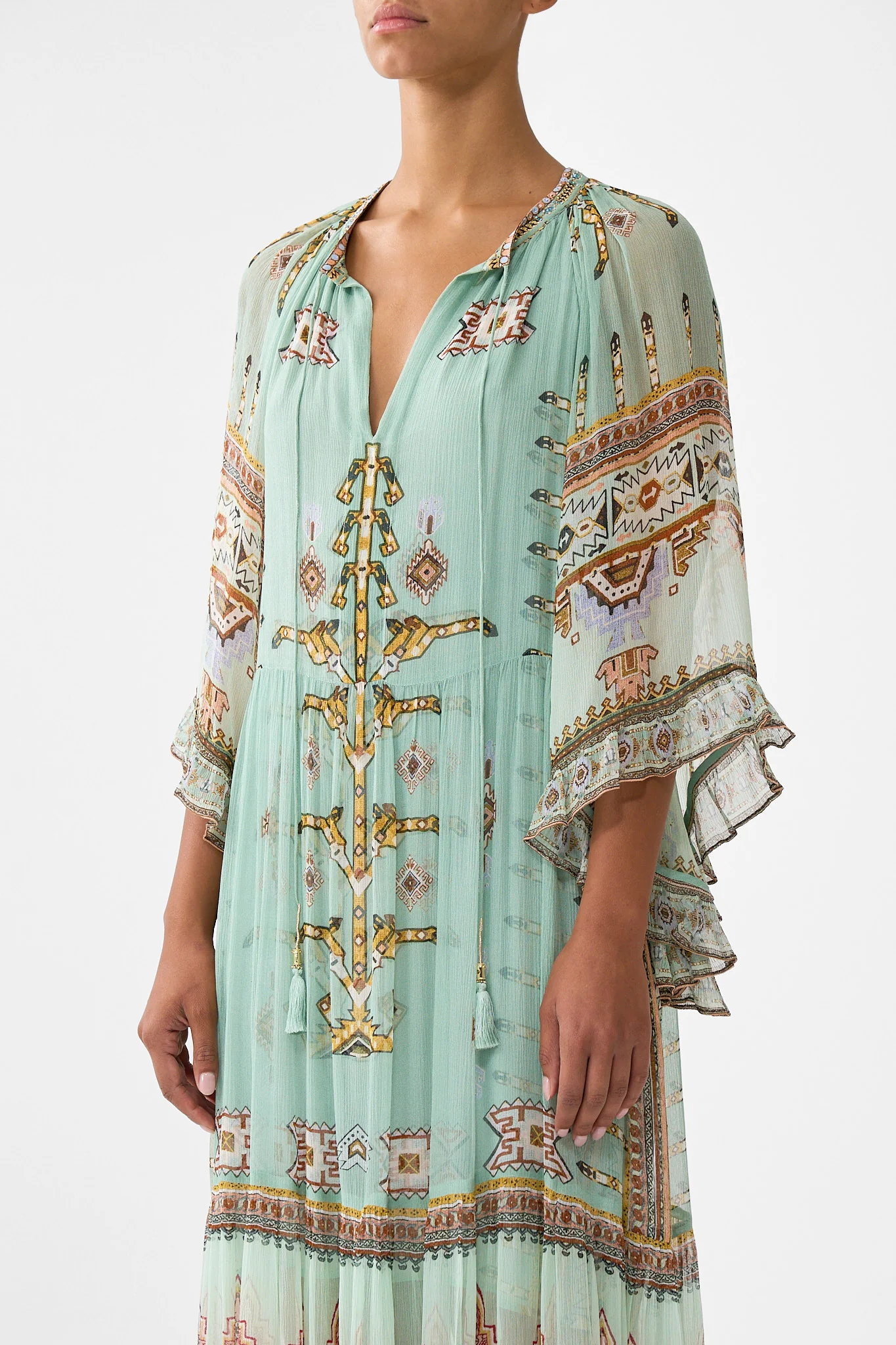 WIDE SLEEVE GATHERED DRESS LEGEND HAS IT - Image 5