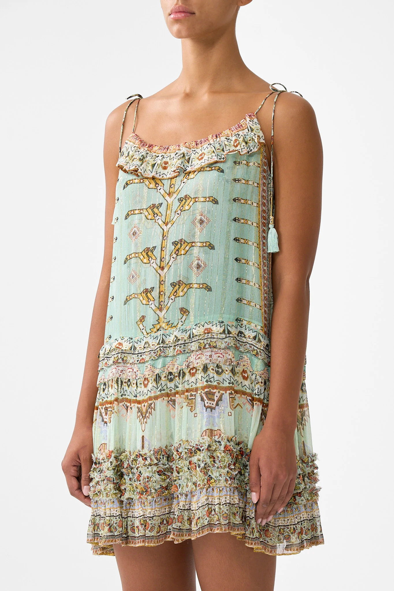 GATHERED MINI TIERED DRESS WITH FRILL DETAIL LEGEND HAS IT - Image 5