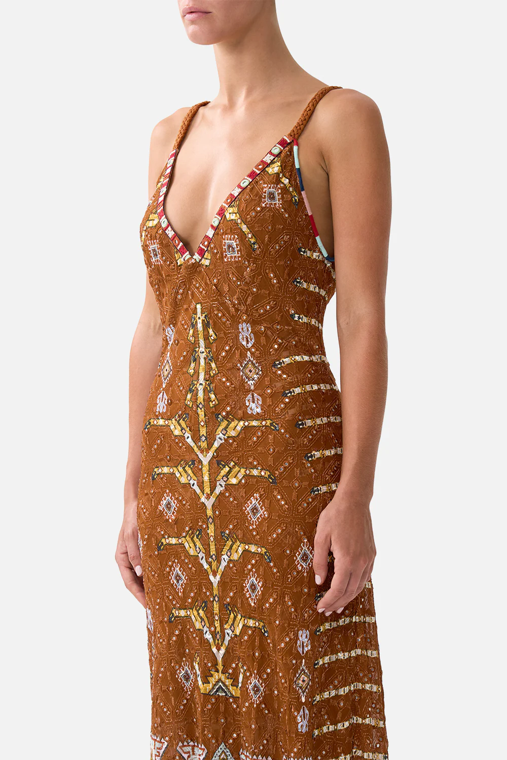 V-NECK FULL LENGTH BIAS SLIP DRESS FABRIC OF TIME - Image 5