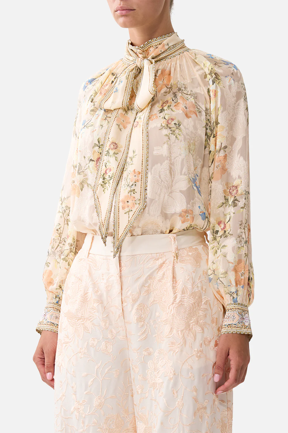 DETACHABLE PUSSY BOW RAGLAN BLOUSE TWILIGHT IN ISTANBUL - Image 5