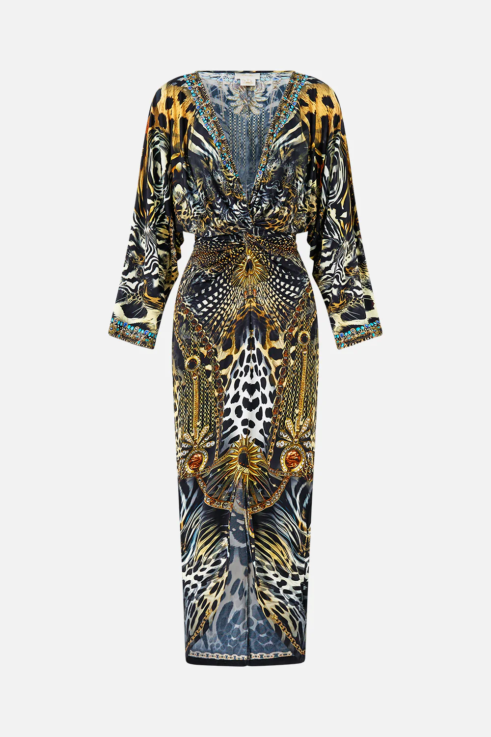 LONG SPLIT FRONT TWIST DRESS FELINE FOLKLORE - Image 3