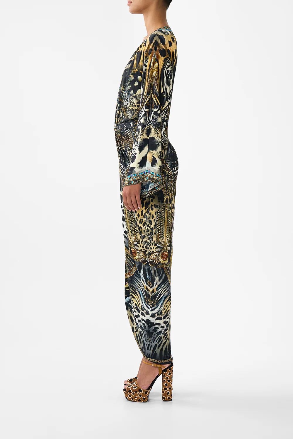 LONG SPLIT FRONT TWIST DRESS FELINE FOLKLORE - Image 4