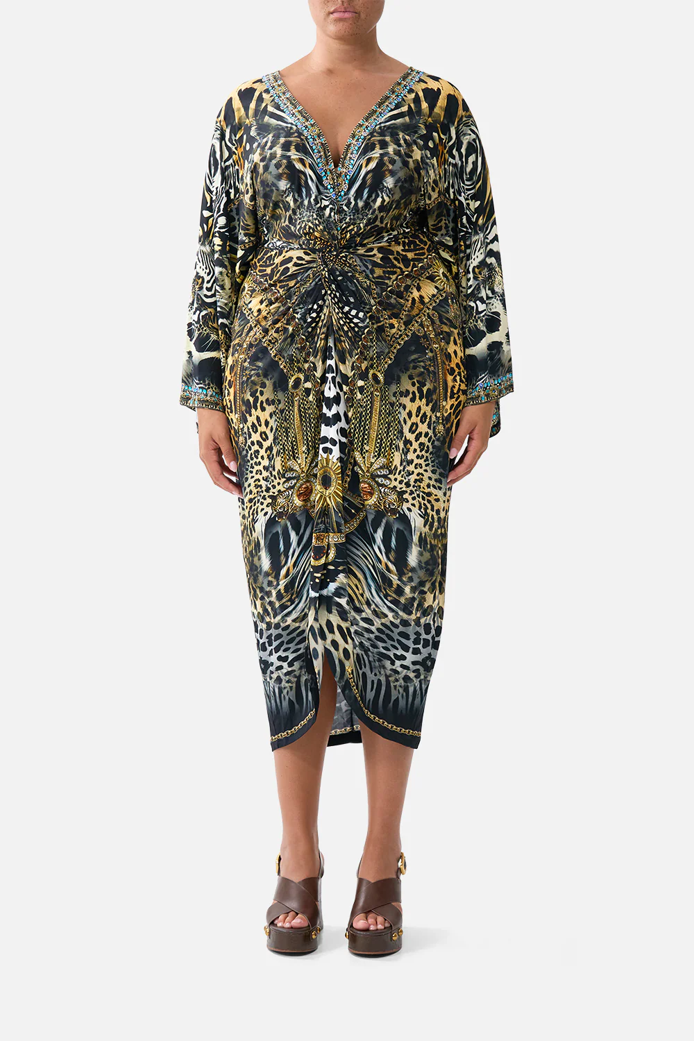 LONG SPLIT FRONT TWIST DRESS FELINE FOLKLORE - Image 9