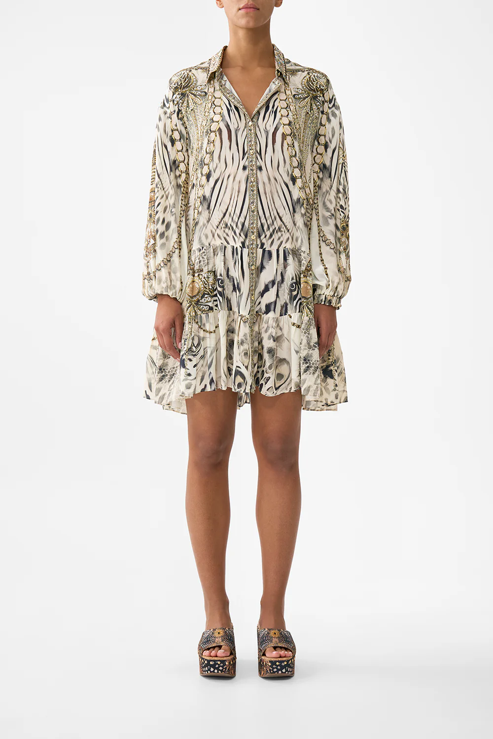 LONG SLEEVE TIERED SHORT DRESS LADY LIONHEART