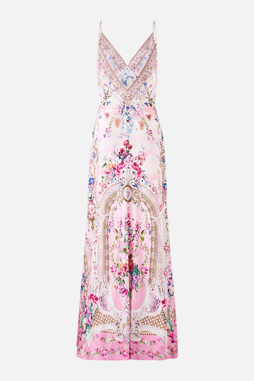 V-NECK LONG BIAS SLIP DRESS WITH TRAIN PALATIAL PASTELS - Image 6