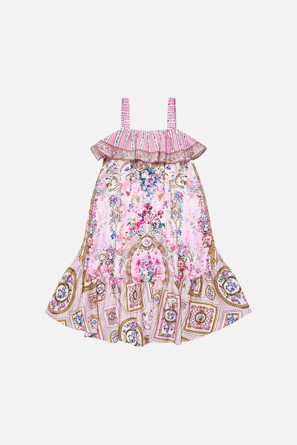 KIDS WIDE STRAP HIGH LOW DRESS WITH FRILLS PALATIAL PASTELS - Image 2