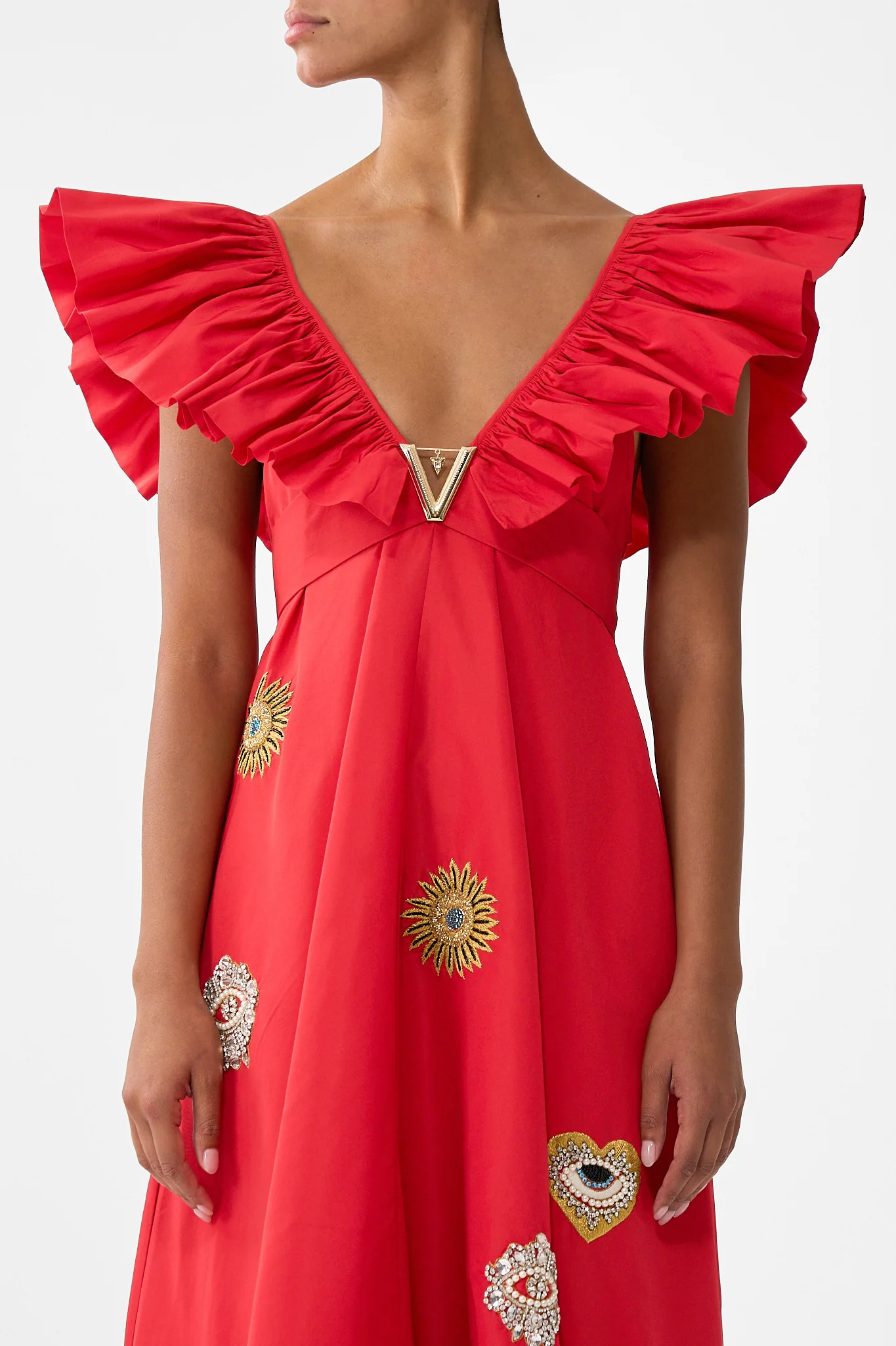 FRILL NECK DRESS WITH HARDWARE NAZAR NIRVANA - Image 6