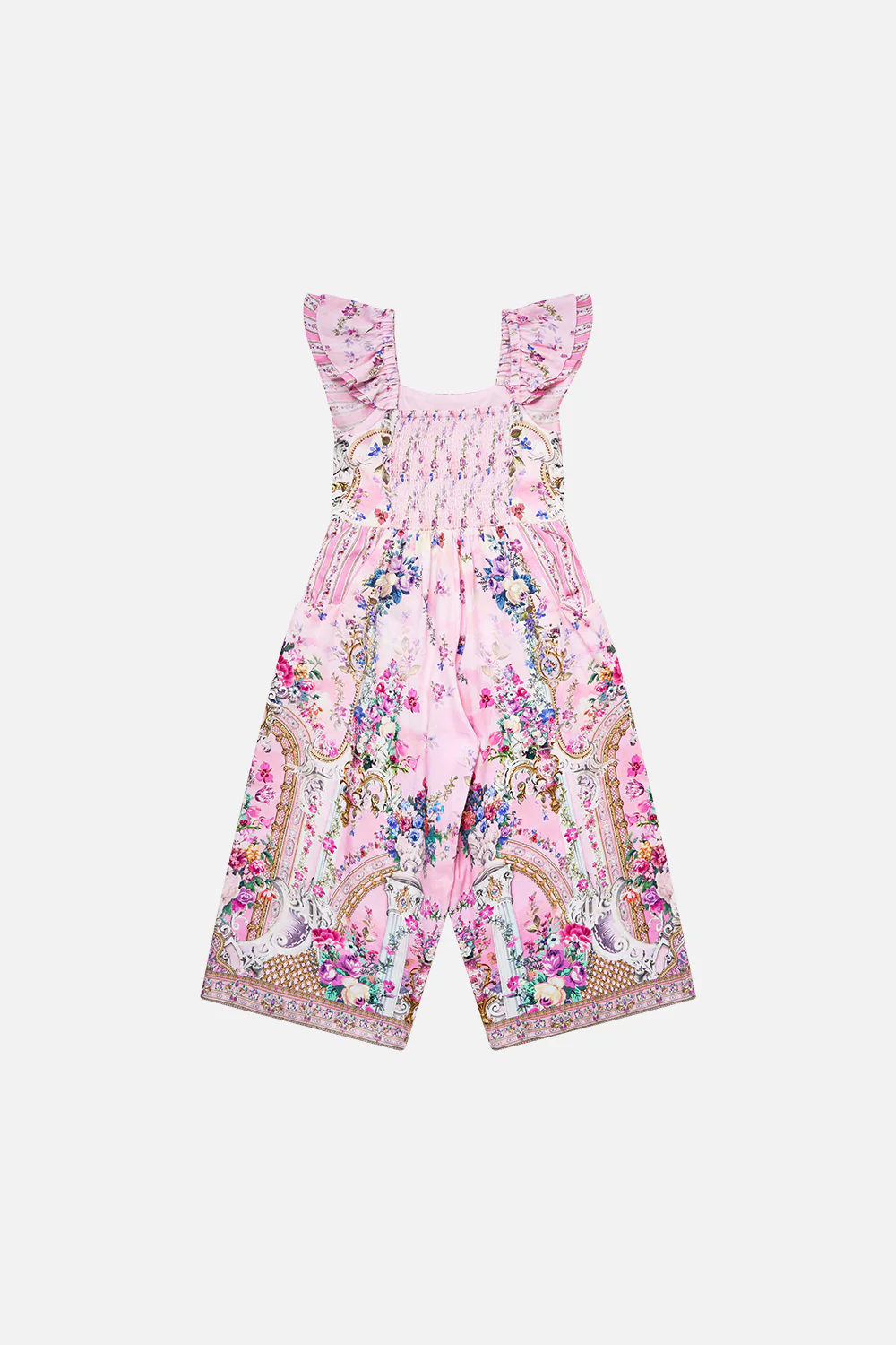 KIDS JUMPSUIT W FRILL SHOULDER AND POCKETS PALATIAL PASTELS - Image 2
