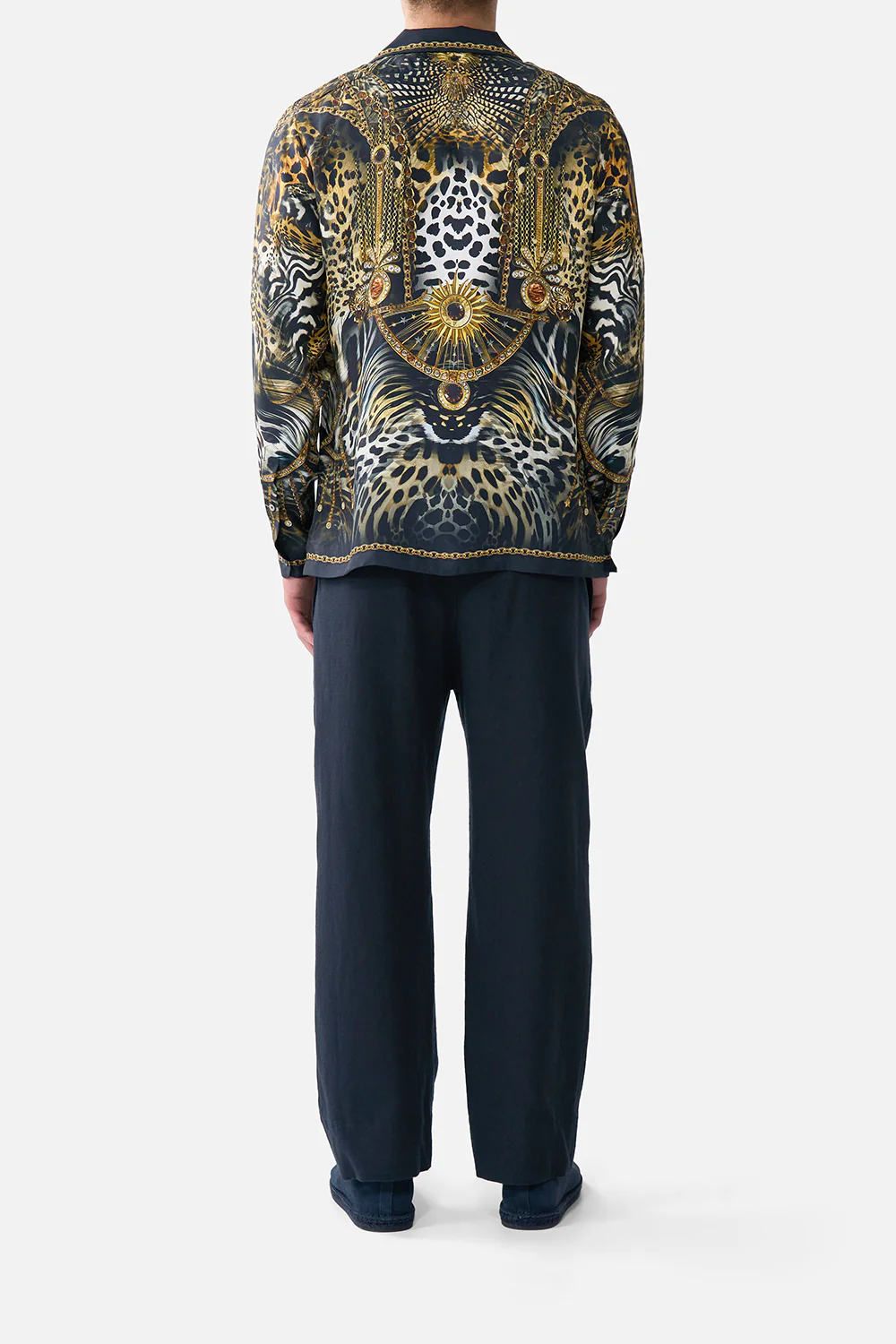 LONG SLEEVE CAMP COLLARED SHIRT FELINE FOLKLORE - Image 2