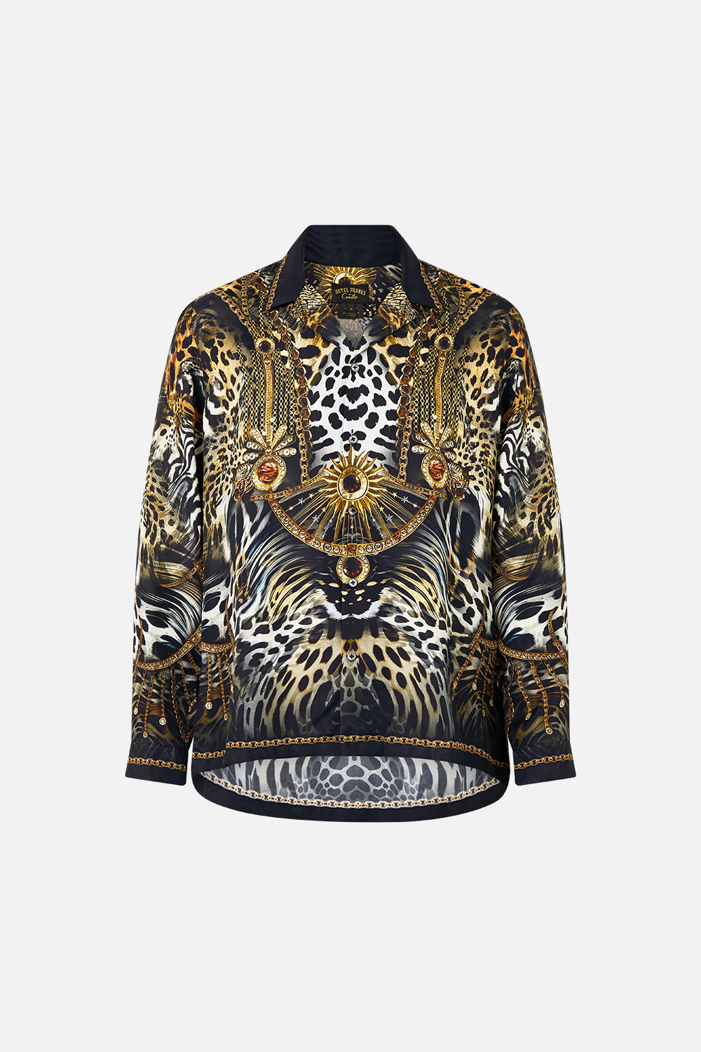 LONG SLEEVE CAMP COLLARED SHIRT FELINE FOLKLORE - Image 3