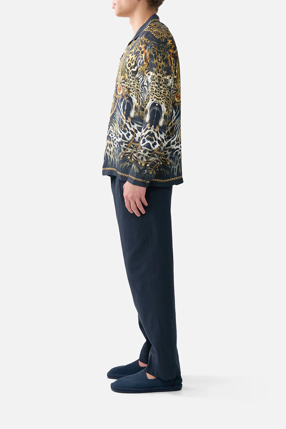 LONG SLEEVE CAMP COLLARED SHIRT FELINE FOLKLORE - Image 4