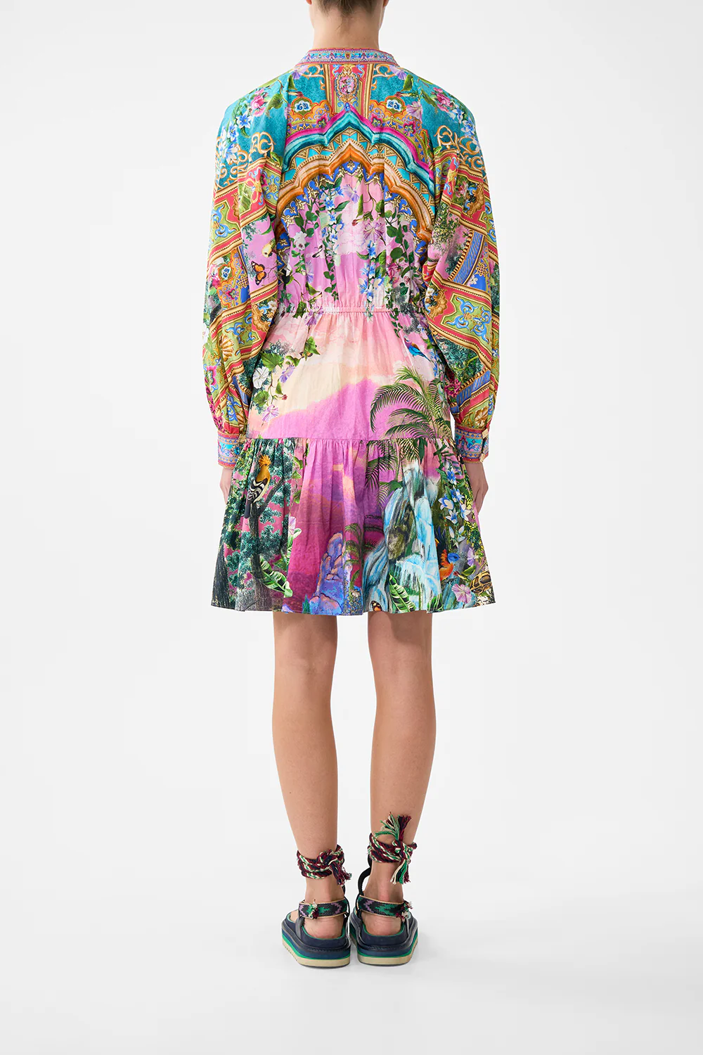 SHORT TIERED SHIRTDRESS WITH WIDE WAIST TIE TURKISH DELIGHT - Image 2