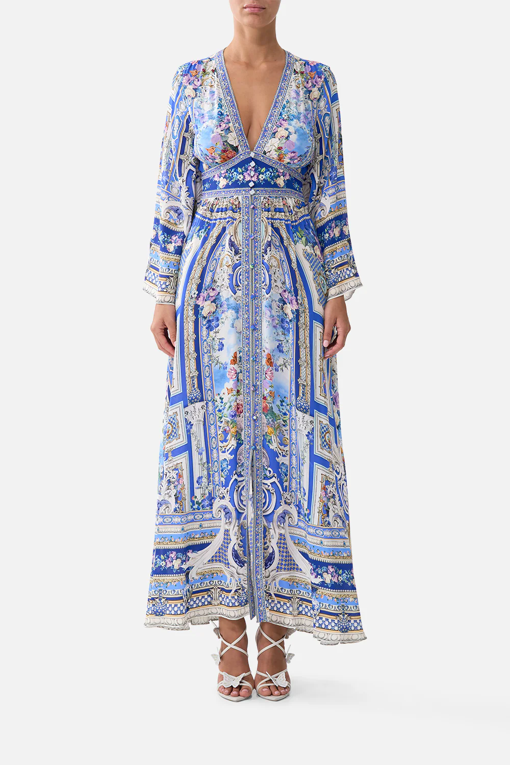 KIMONO SLEEVE DRESS WITH SHIRRING DETAIL OTTOMAN OPULENCE