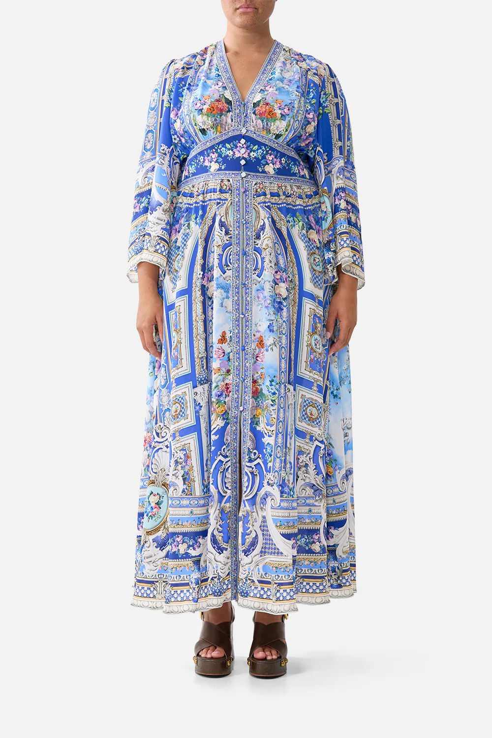 KIMONO SLEEVE DRESS WITH SHIRRING DETAIL OTTOMAN OPULENCE - Image 8