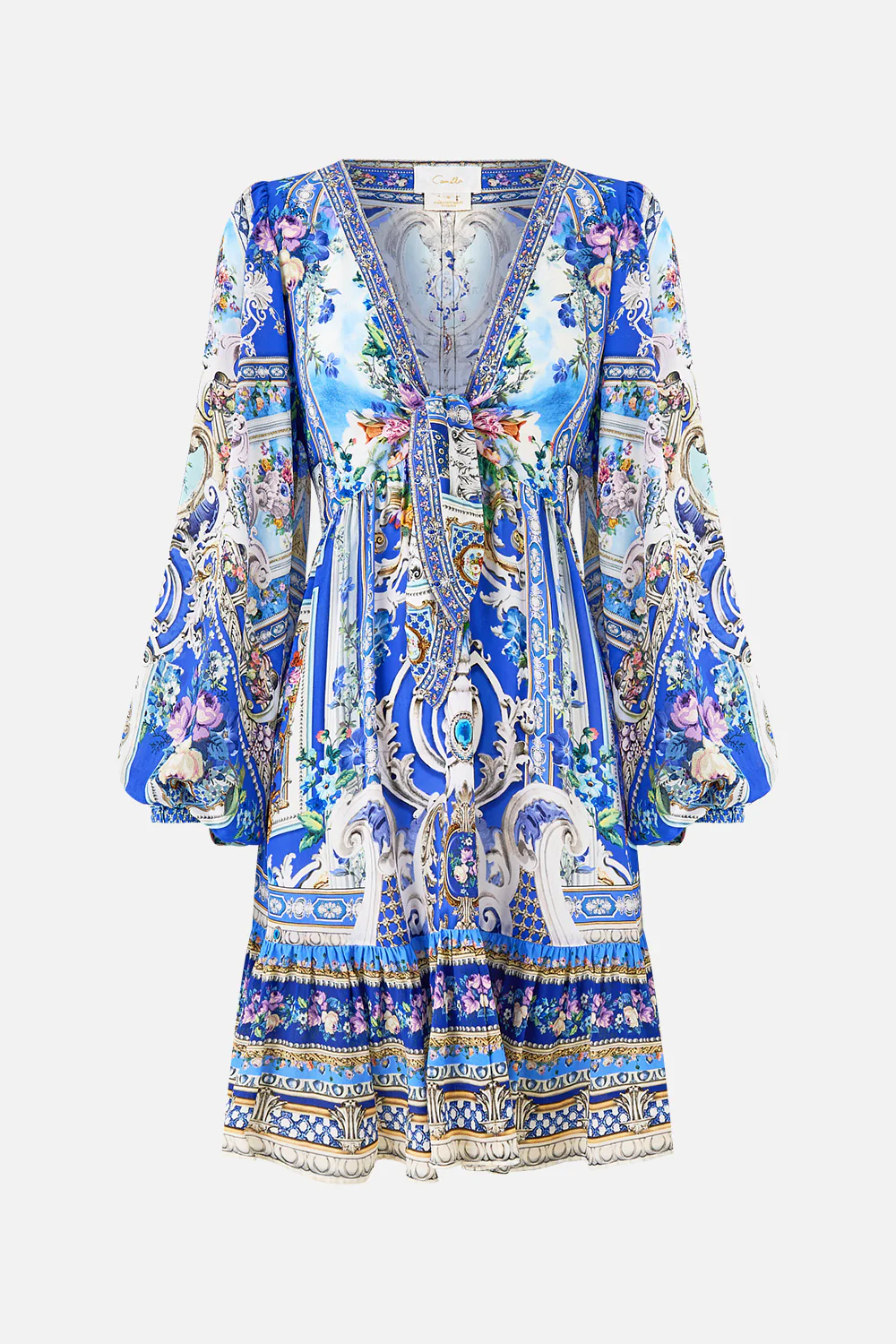 SHORT TIE FRONT BLOUSON DRESS OTTOMAN OPULENCE - Image 3