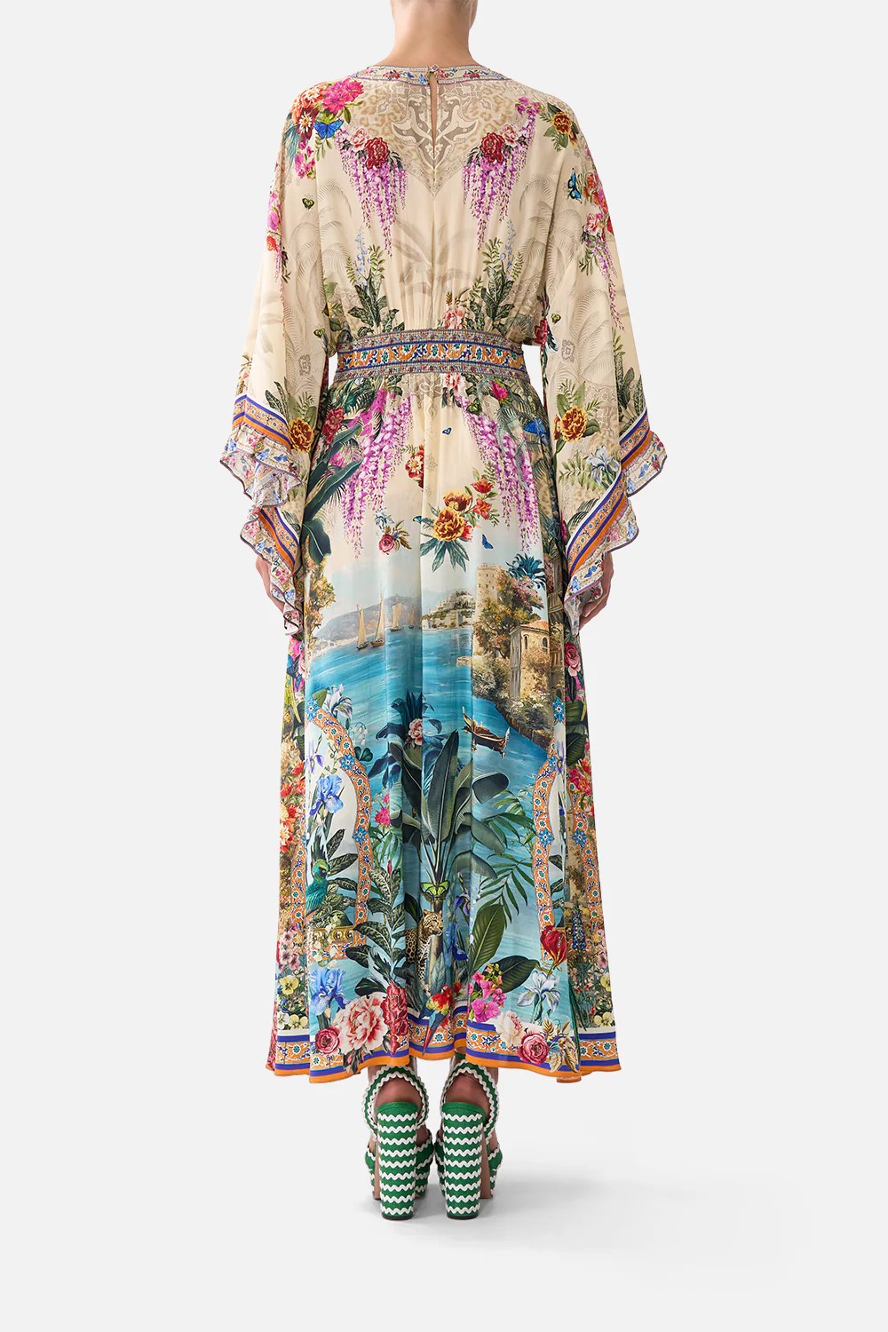 WAISTED DRESS WITH KIMONO SLEEVE BODRUM BOTANICALS - Image 2