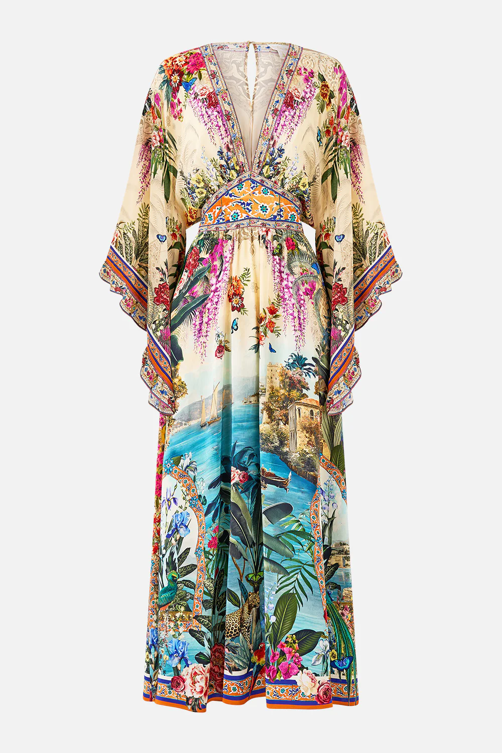 WAISTED DRESS WITH KIMONO SLEEVE BODRUM BOTANICALS - Image 3