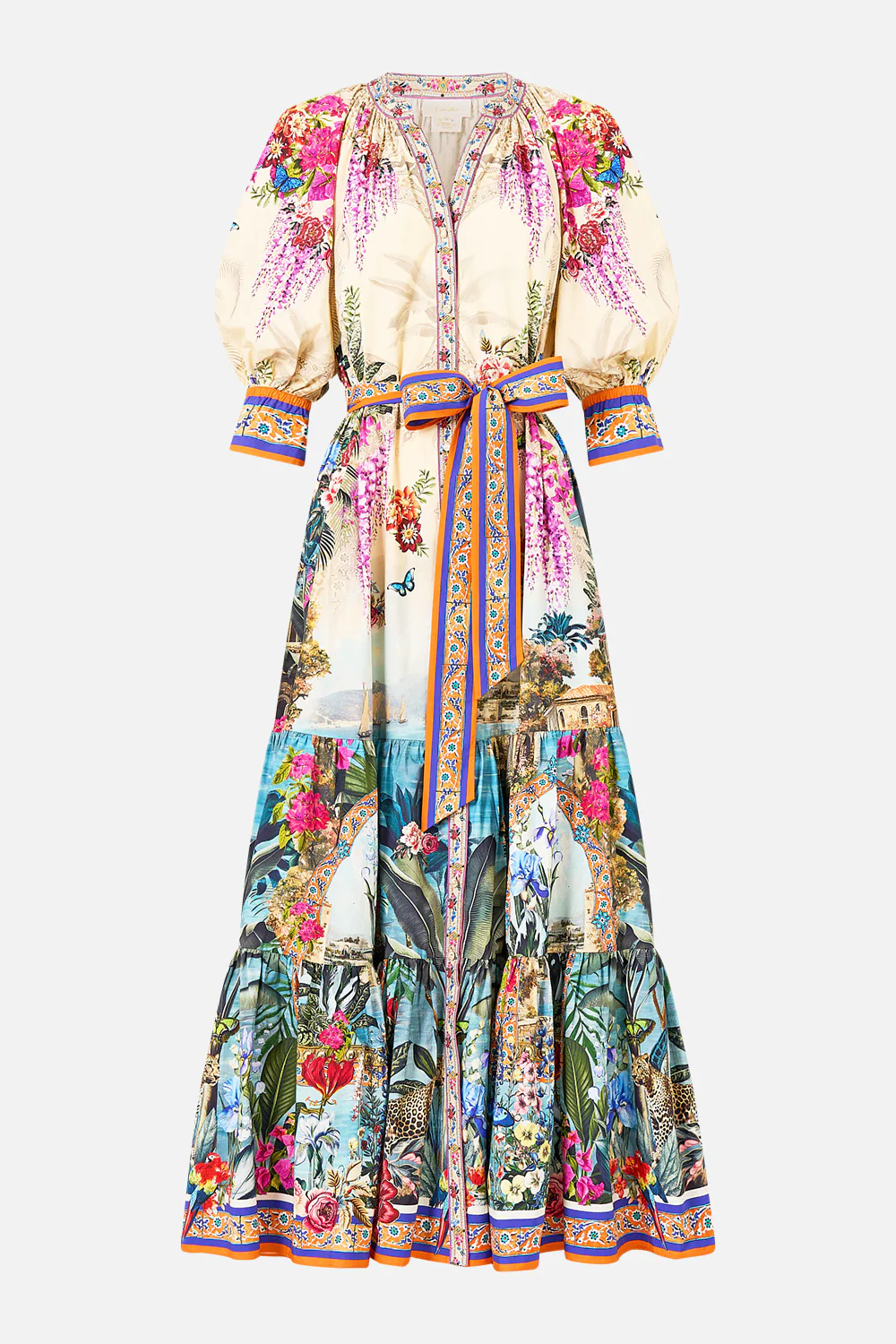 TIERED SHIRT DRESS WITH SHORT SLEEVE BODRUM BOTANICALS - Image 3