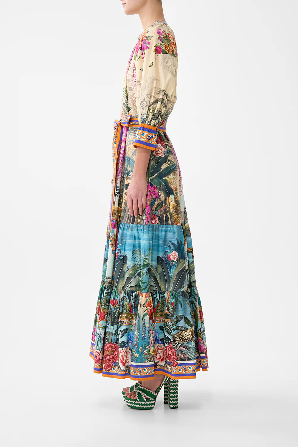 TIERED SHIRT DRESS WITH SHORT SLEEVE BODRUM BOTANICALS - Image 4