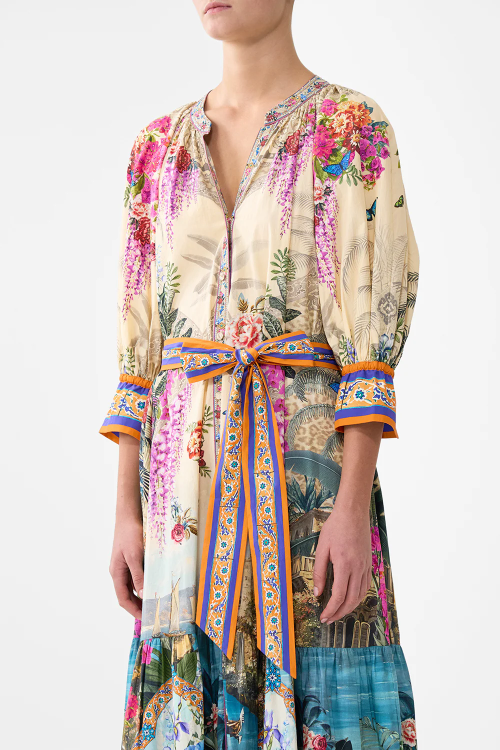 TIERED SHIRT DRESS WITH SHORT SLEEVE BODRUM BOTANICALS - Image 5