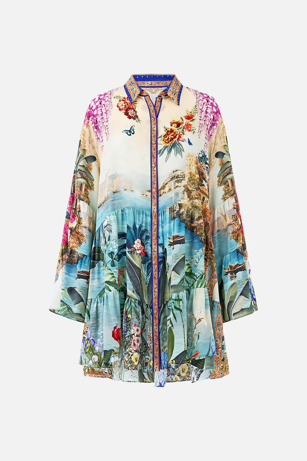 TIERED DRESS WITH COLLAR BODRUM BOTANICALS - Image 3