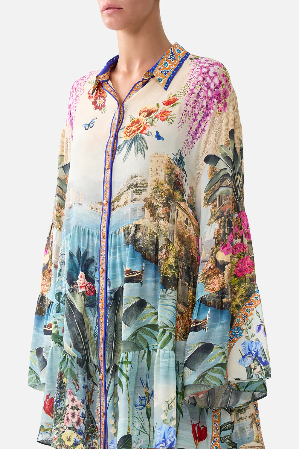 TIERED DRESS WITH COLLAR BODRUM BOTANICALS - Image 5