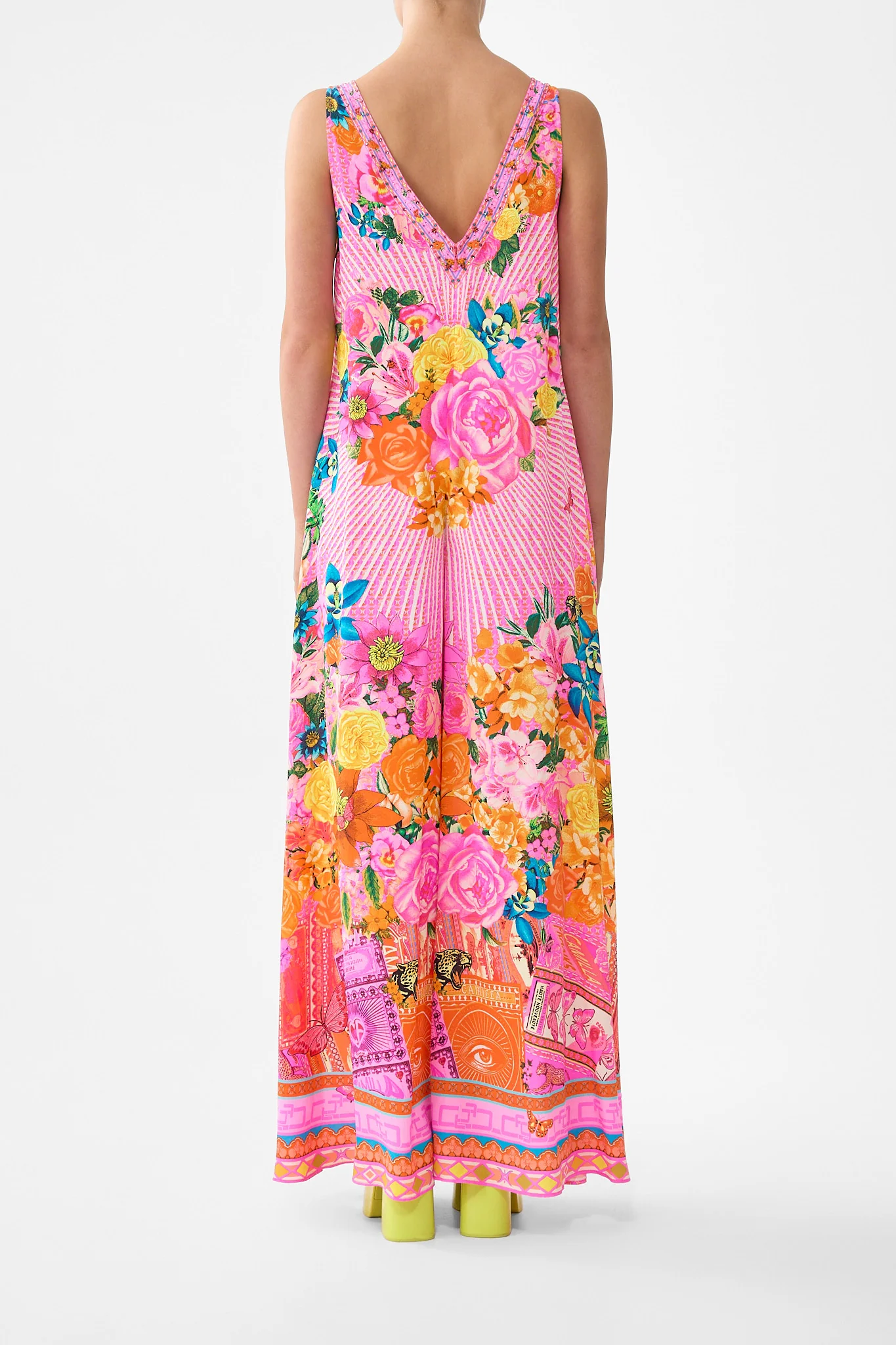 V-NECK FLARED JUMPSUIT ILLUSTRATION NATION - Image 2