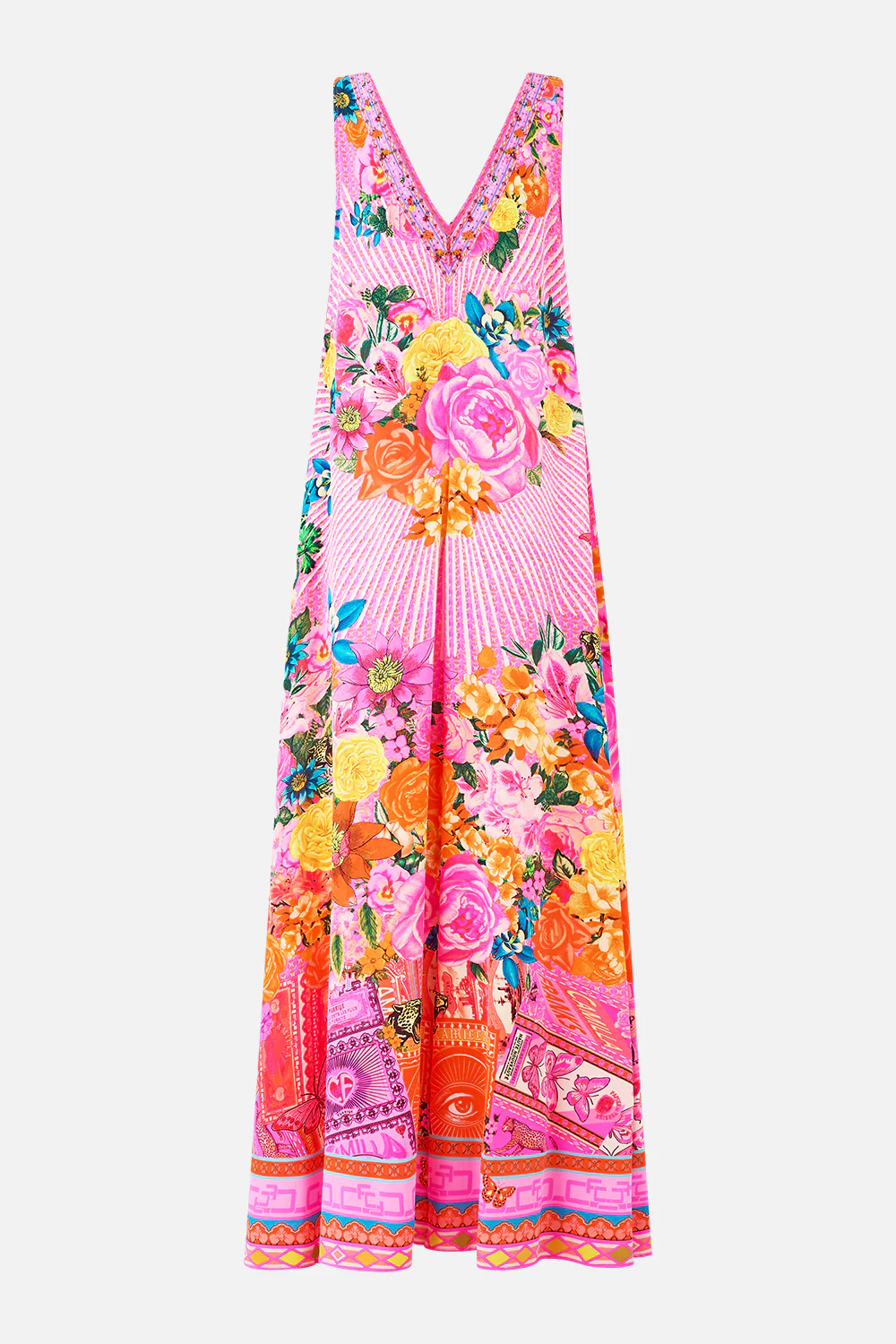 V-NECK FLARED JUMPSUIT ILLUSTRATION NATION - Image 6