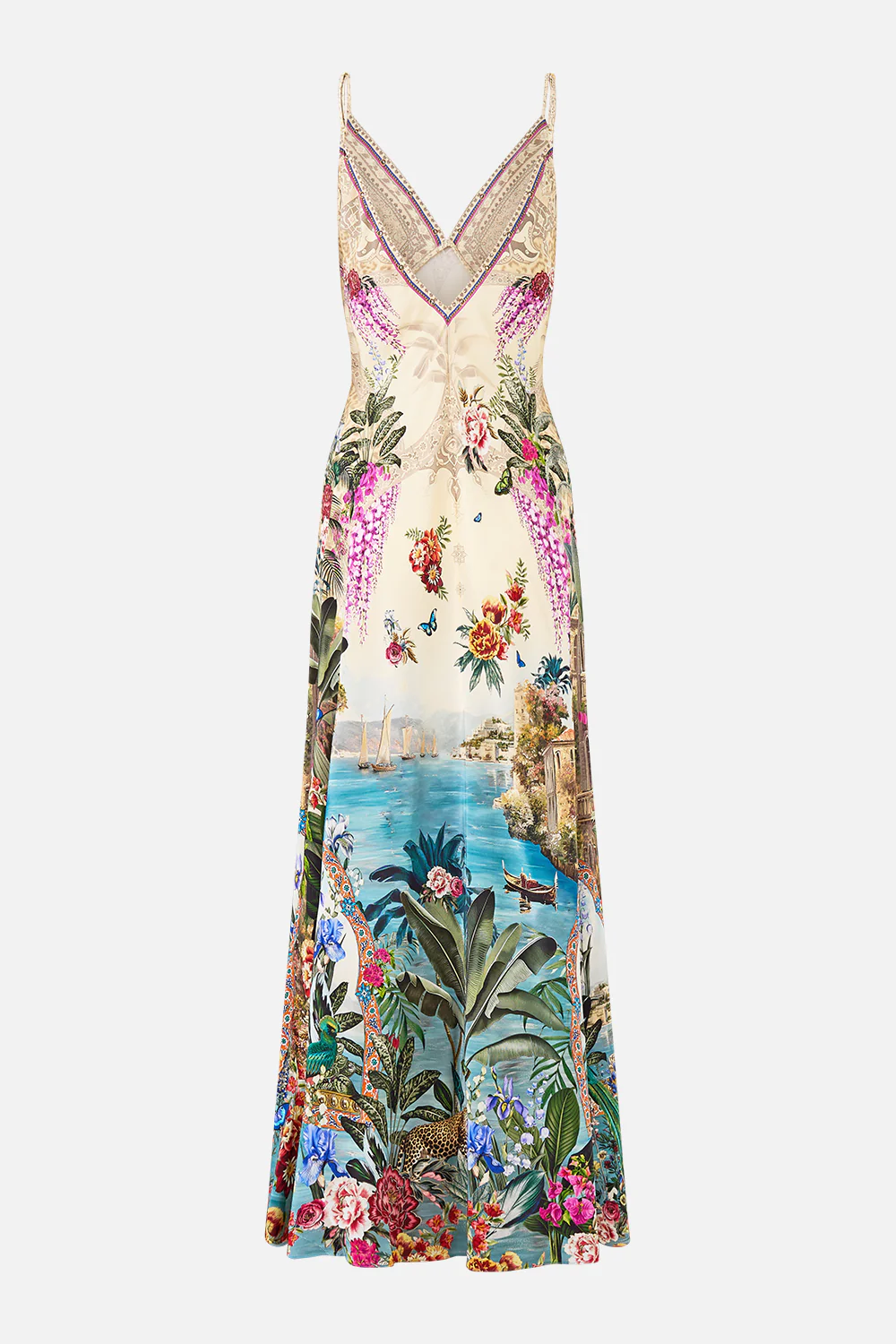 V-NECK FULL LENGTH BIAS SLIP DRESS BODRUM BOTANICALS - Image 6