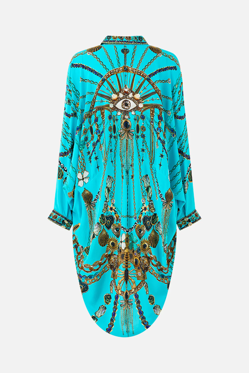 BUTTON UP TOP WITH DRAPED BACK TOTEMS AND TREASURES - Image 6