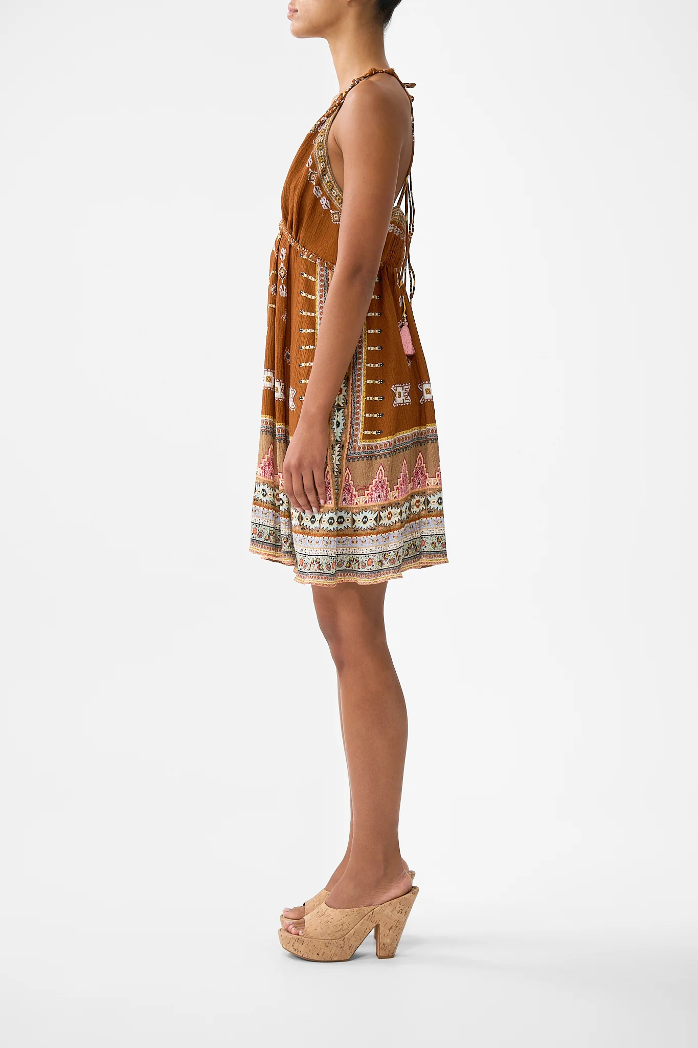 SHORT FLARED DRESS WITH MACRAME DETAIL FABRIC OF TIME - Image 4