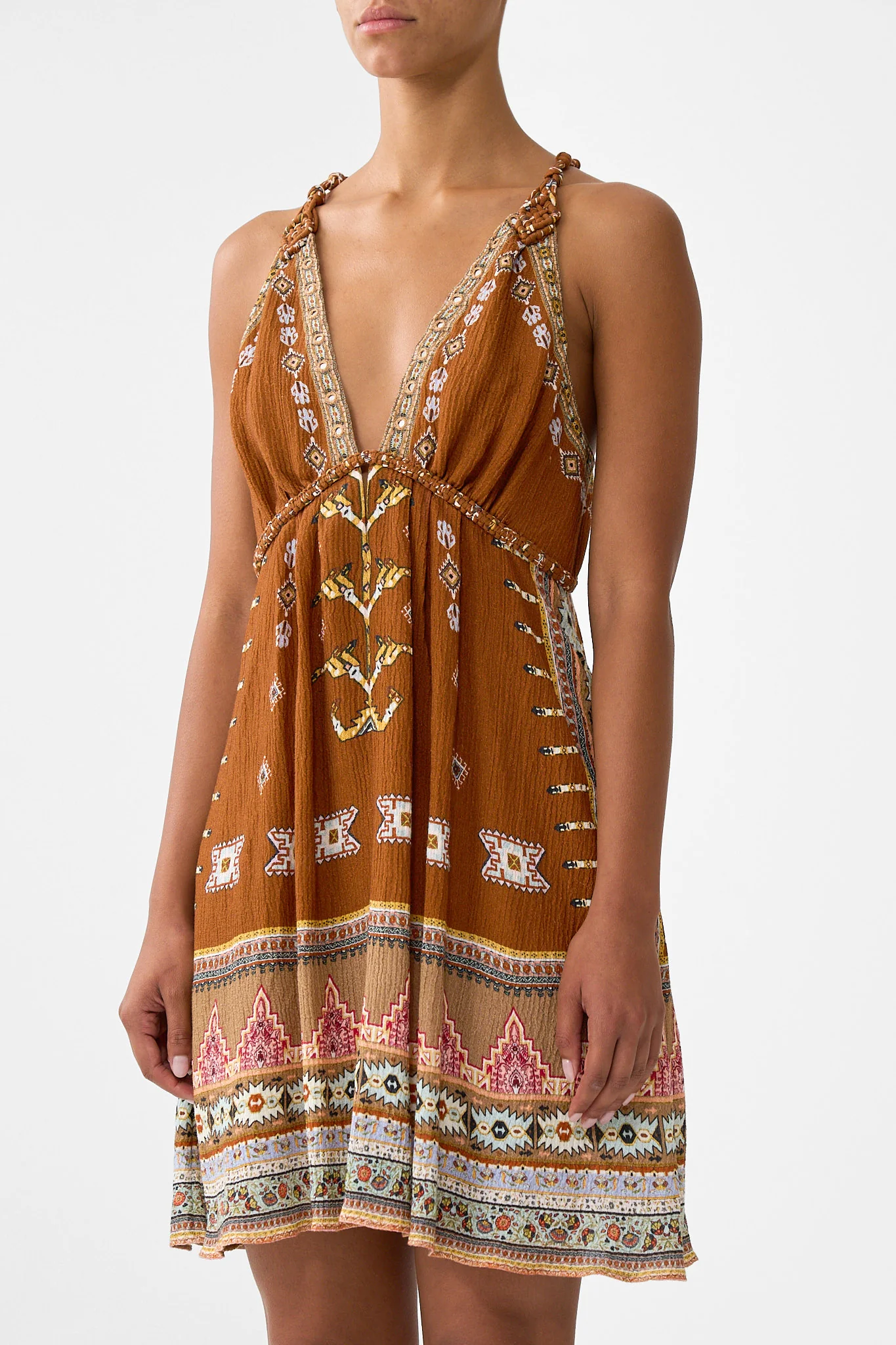 SHORT FLARED DRESS WITH MACRAME DETAIL FABRIC OF TIME - Image 5