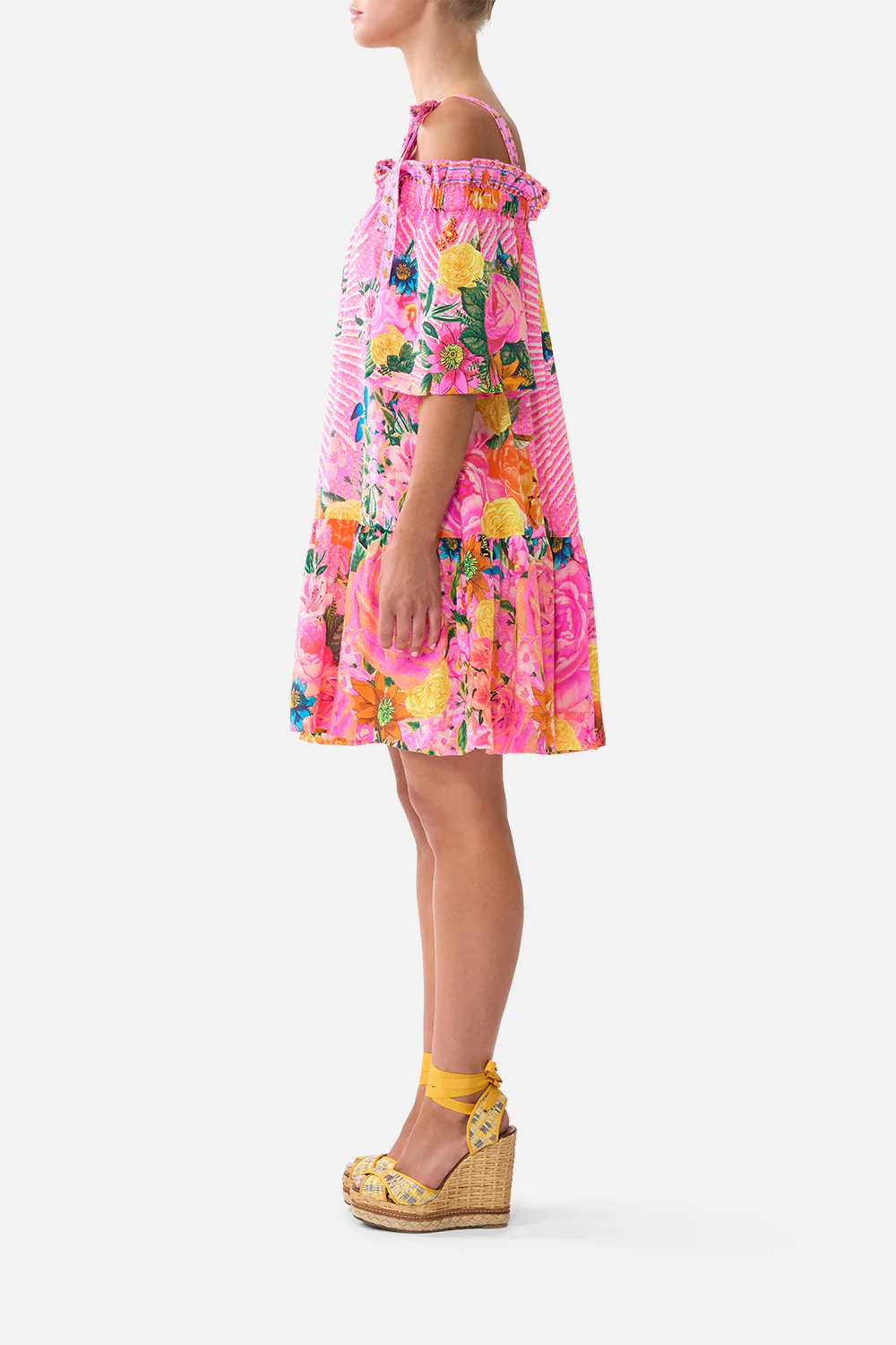 OFF SHOULDER FRILL DRESS WITH STRAPS ILLUSTRATION NATION - Image 4