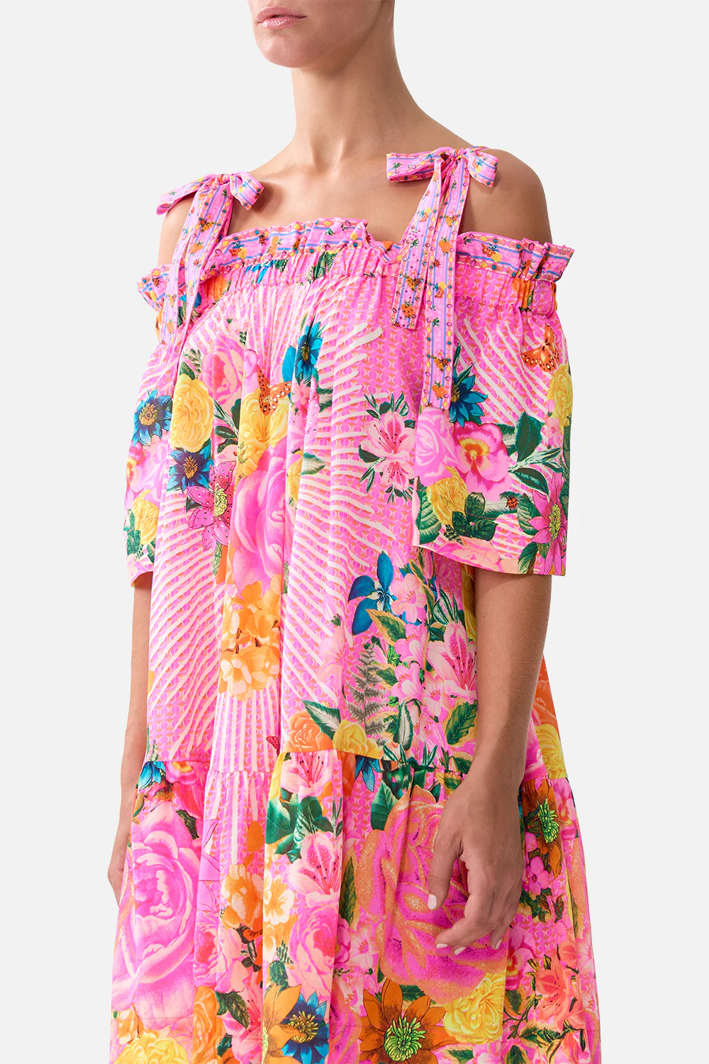OFF SHOULDER FRILL DRESS WITH STRAPS ILLUSTRATION NATION - Image 5