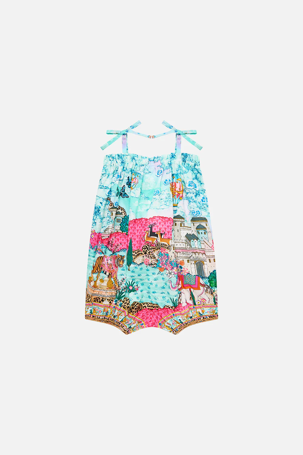BABIES GATHERED NECK ROMPER WITH BOW STRAPS MINIATURE MOMENTS - Image 2