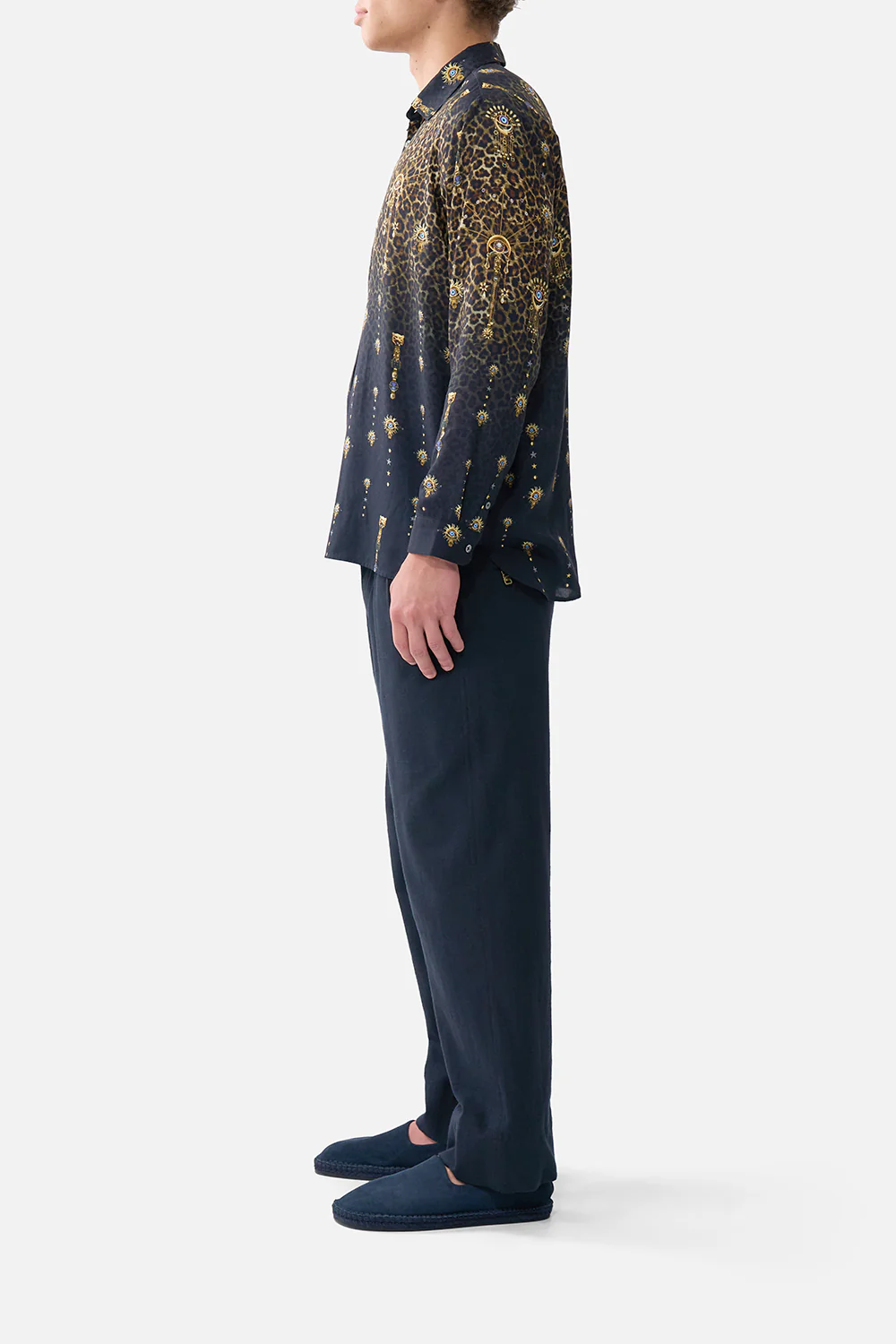 LONG SLEEVE HALF PLACKET TUNIC SHIRT FELINE FOLKLORE - Image 4