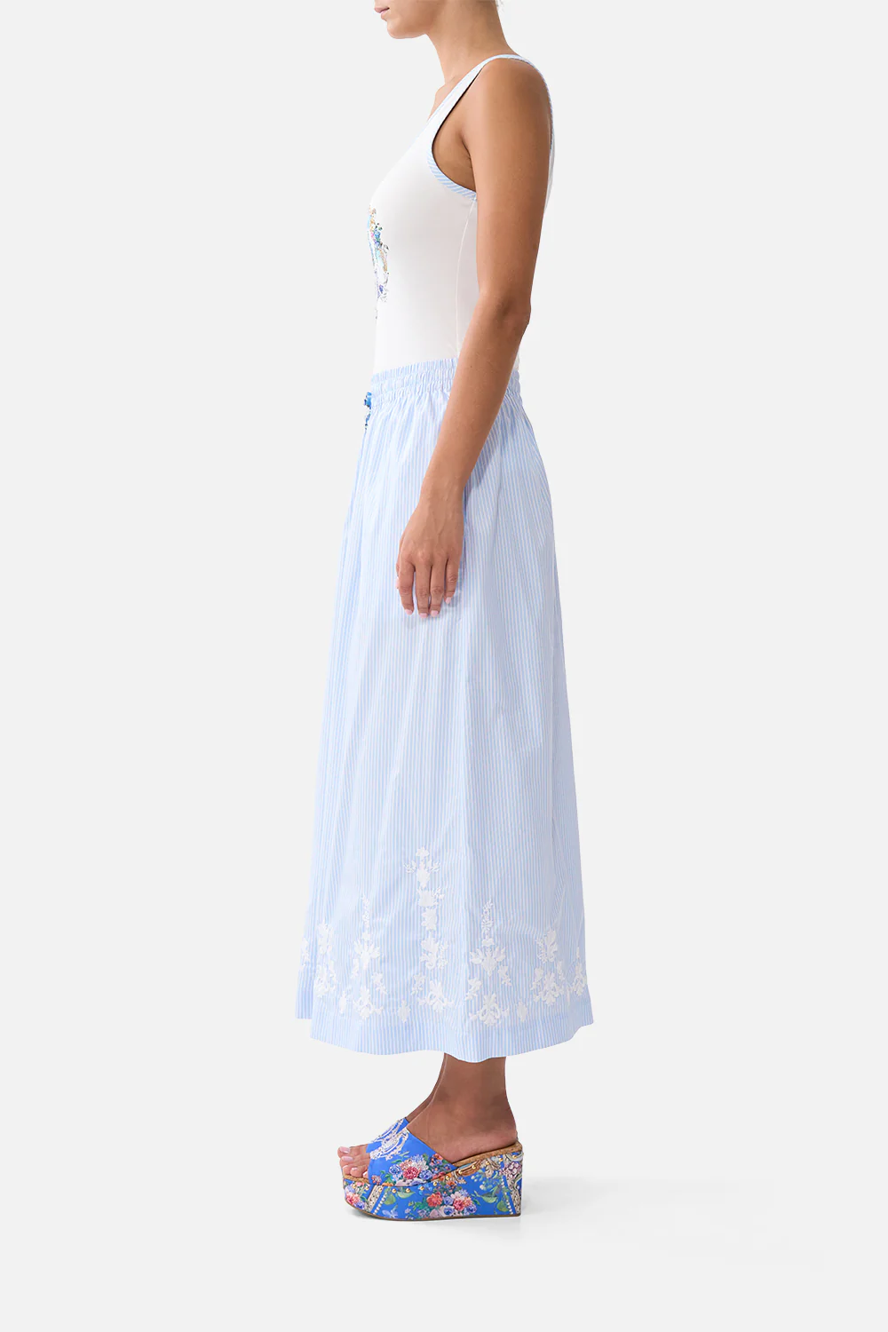 JERSEY SCOOP NECK TANK TOP - WHITE/BLUE OTTOMAN OPULENCE - Image 4