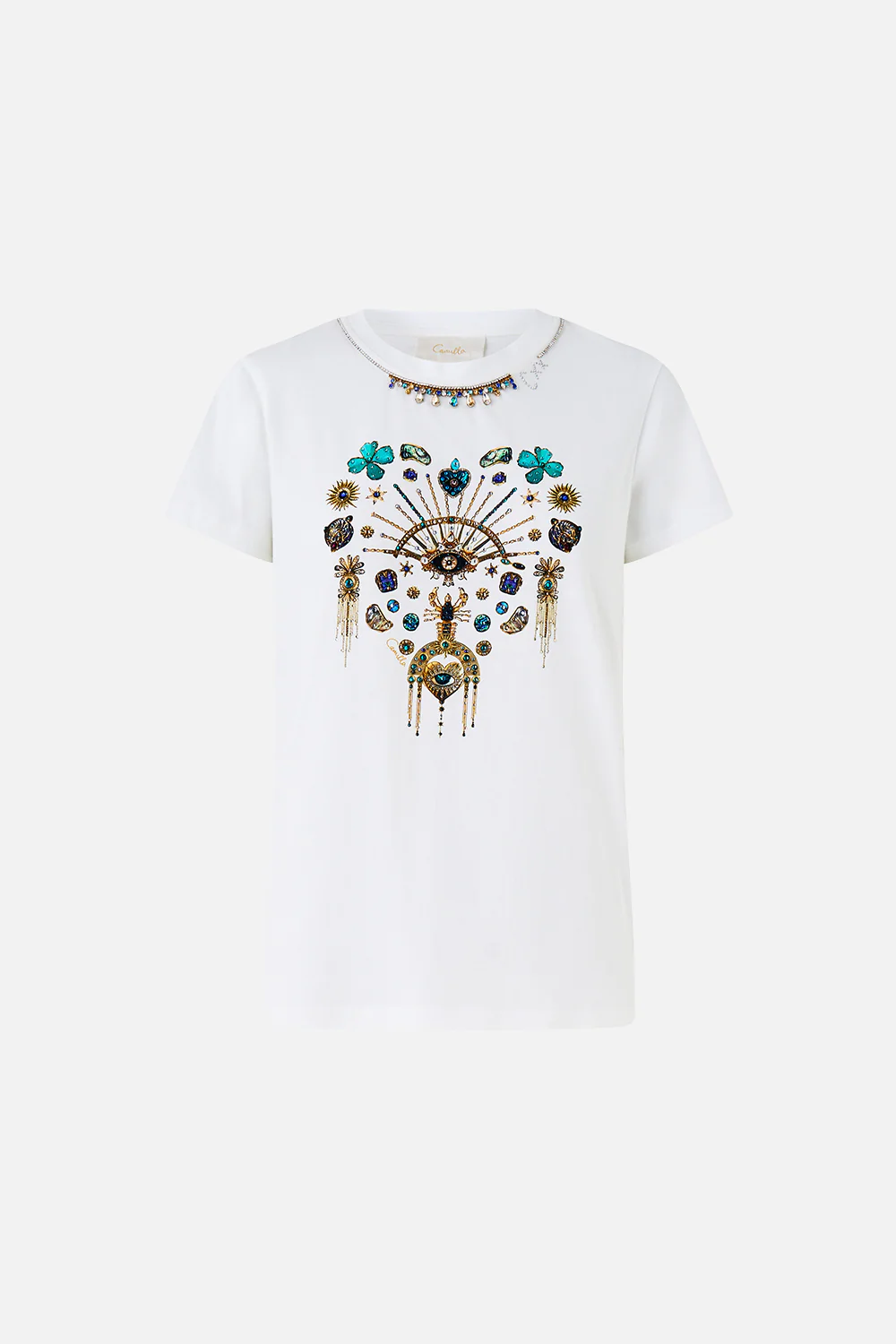 SLIM FIT ROUND NECK T-SHIRT - WHITE/MULTI TOTEMS AND TREASURES - Image 3