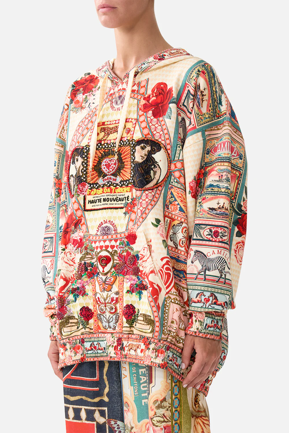 SILK HEM BAND BOYFRIEND HOODIE - MULTI HIGH CLASS HOOKAH - Image 5