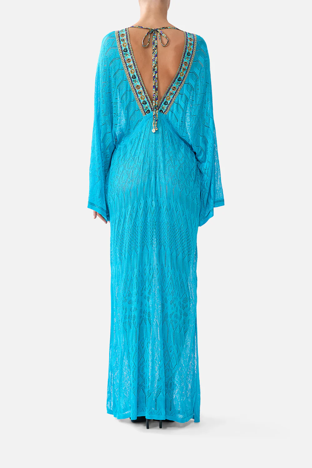 KNIT KAFTAN WITH SILK NECKLINE TOTEMS AND TREASURES - Image 2