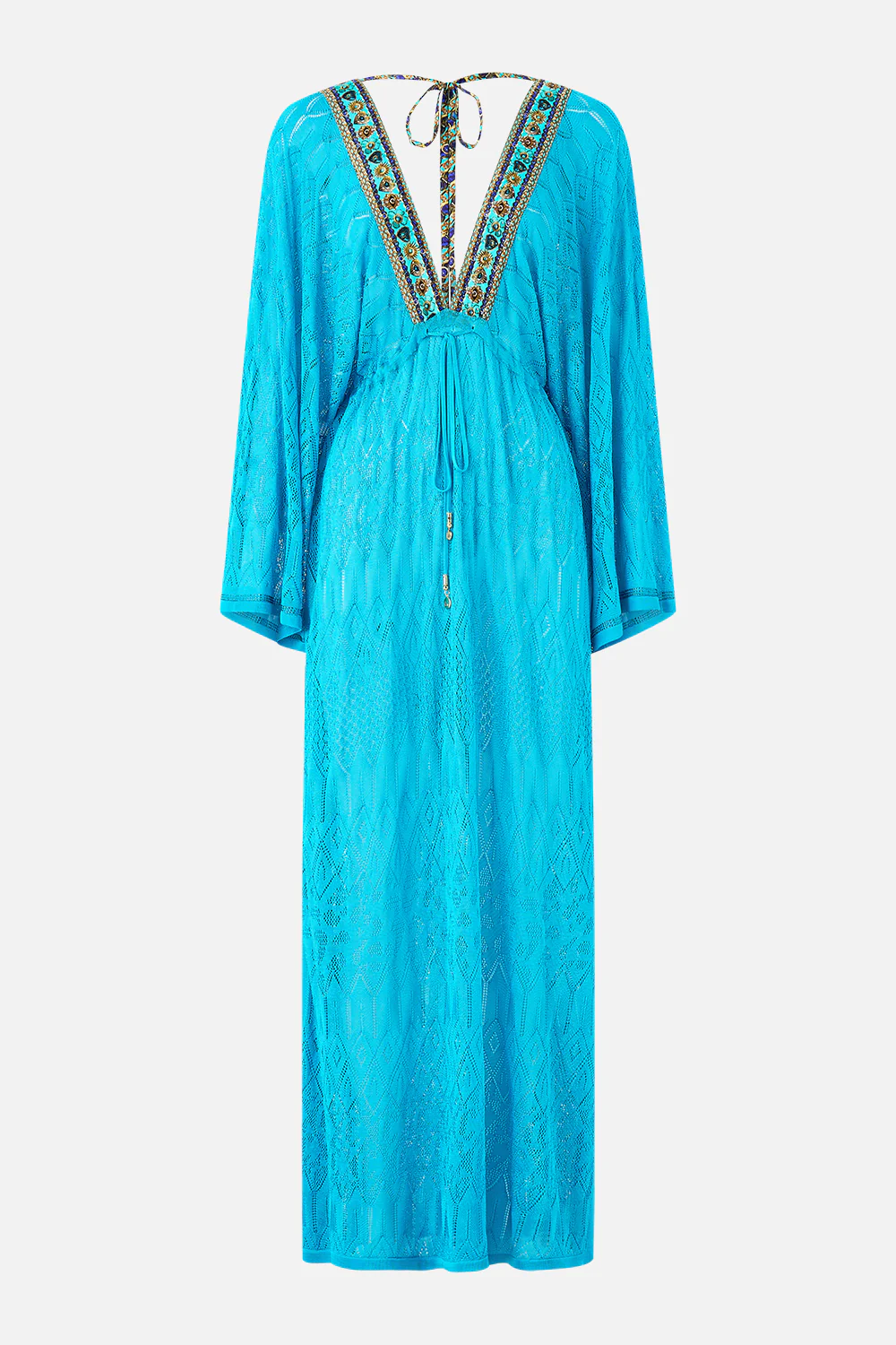 KNIT KAFTAN WITH SILK NECKLINE TOTEMS AND TREASURES - Image 3