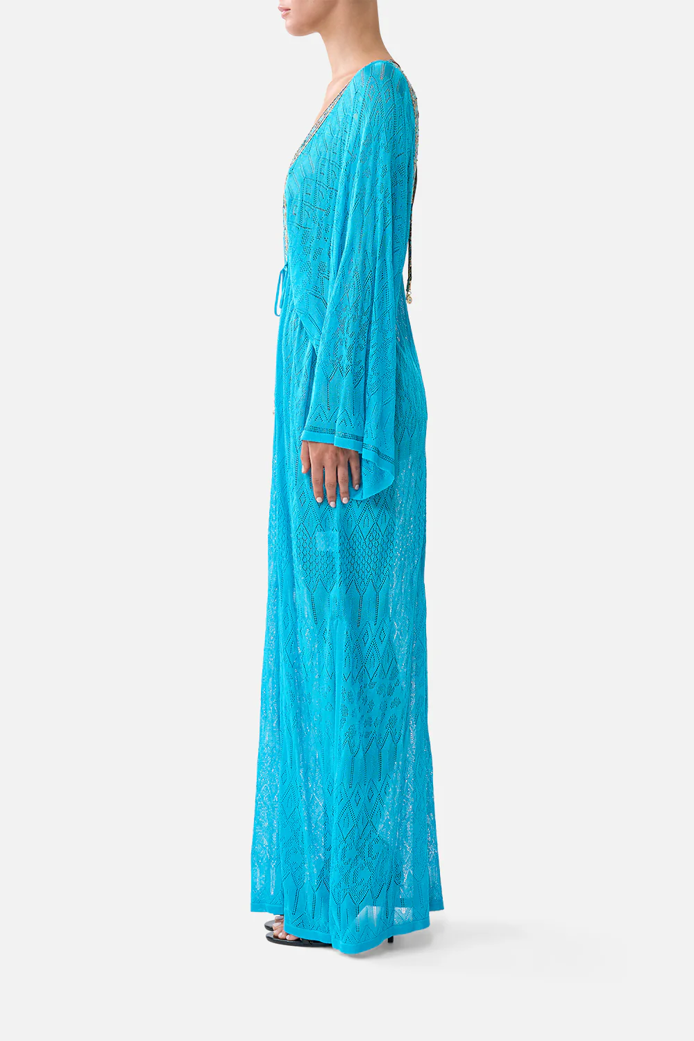 KNIT KAFTAN WITH SILK NECKLINE TOTEMS AND TREASURES - Image 4