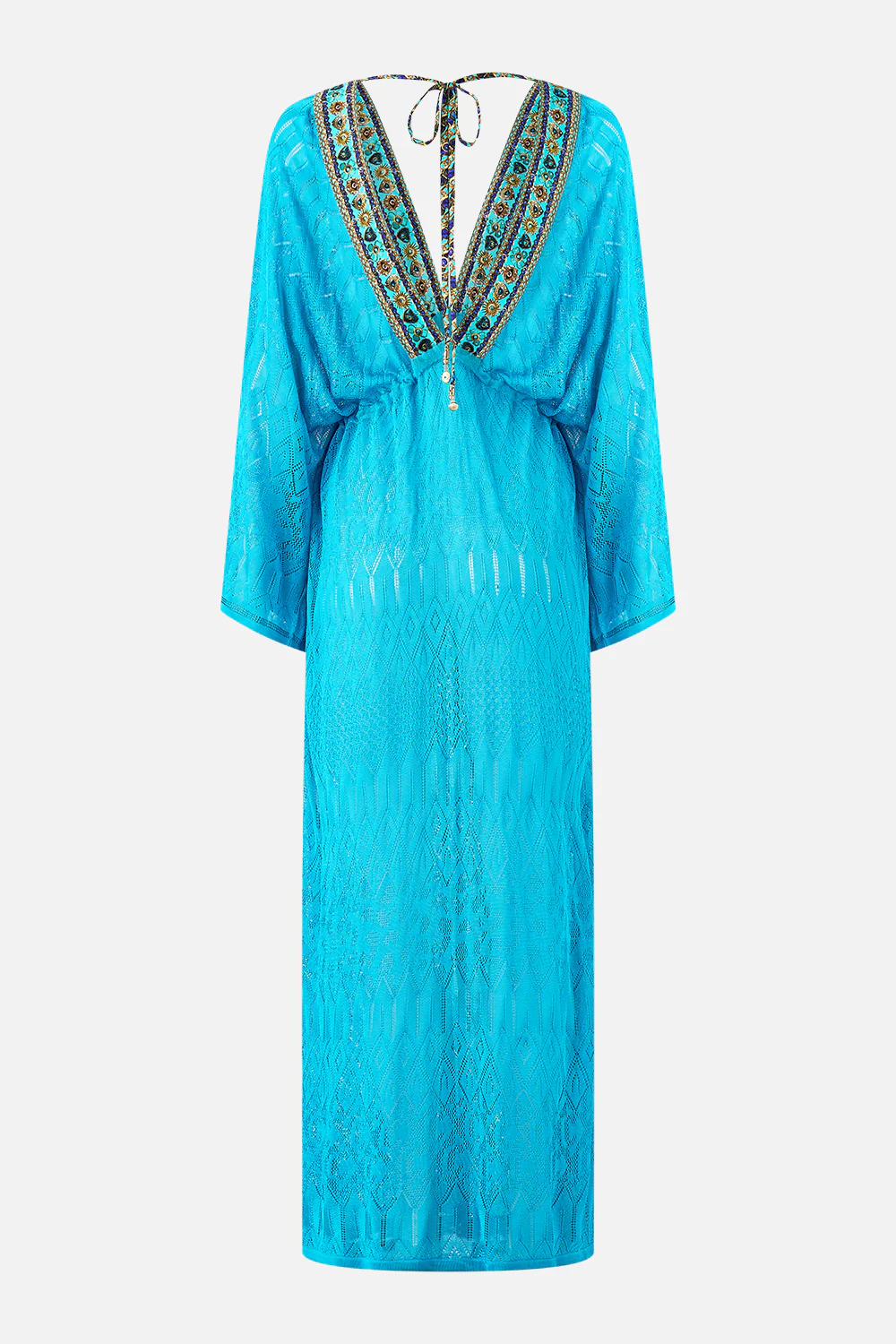 KNIT KAFTAN WITH SILK NECKLINE TOTEMS AND TREASURES - Image 6
