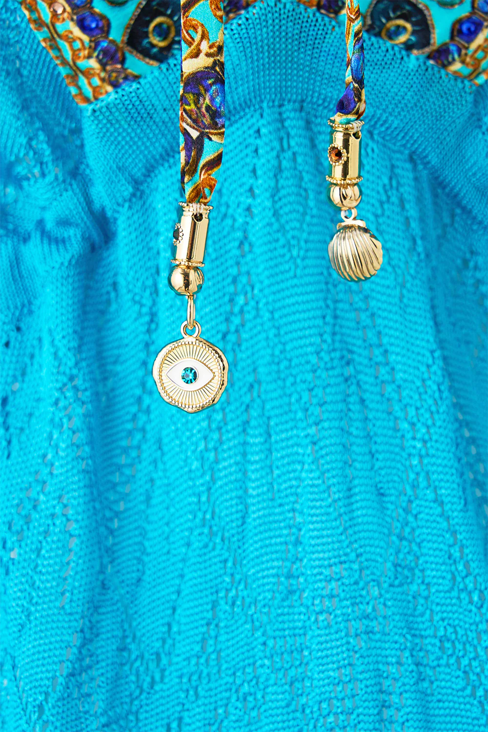 KNIT KAFTAN WITH SILK NECKLINE TOTEMS AND TREASURES - Image 7