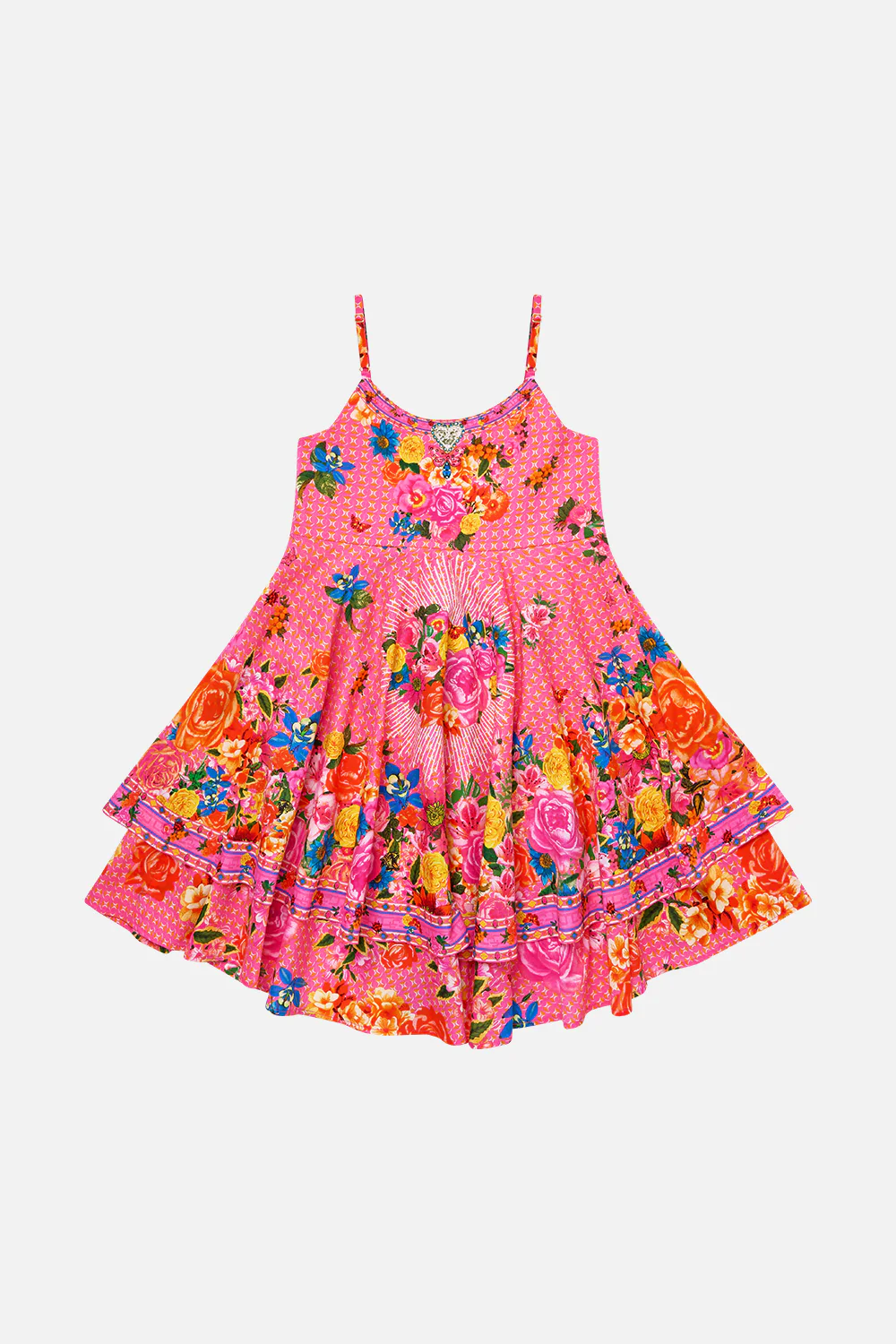 KIDS ROUND NECK LAYERED HIGH LOW DRESS ILLUSTRATION NATION - Image 2