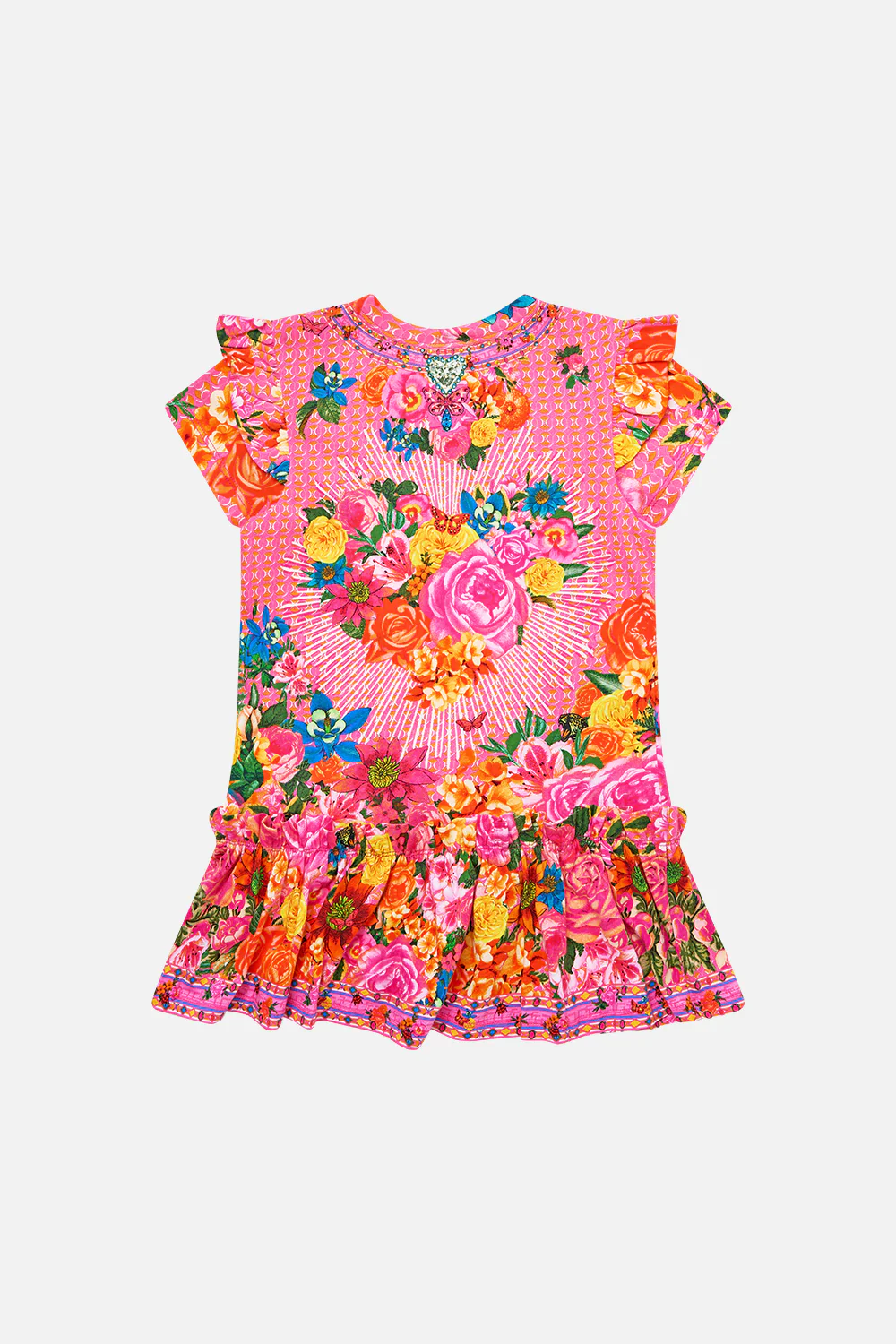 KIDS TEE MINI DRESS W FRILL SHOULDER AND HEM ILLUSTRATION NATION - Image 2