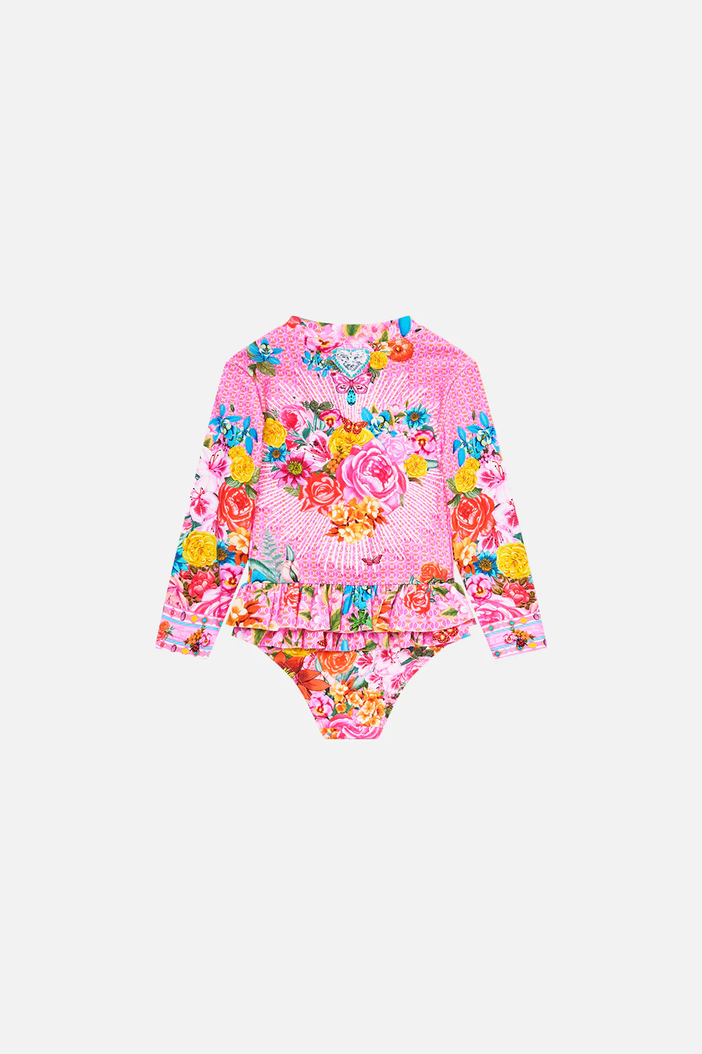 BABIES ZIP FRONT PADDLE SUIT WITH FRILL BACK ILLUSTRATION NATION - Image 2