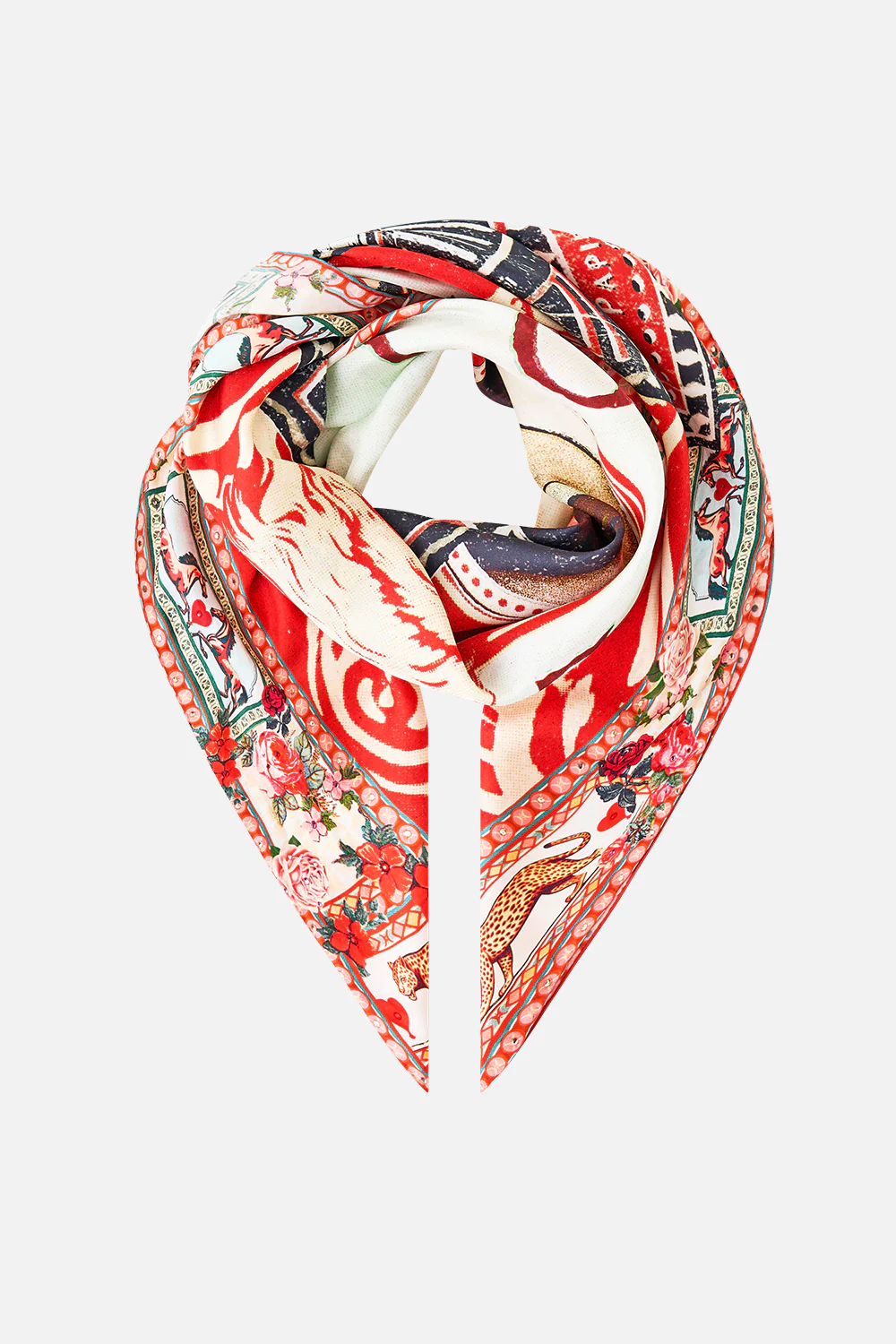 LARGE CRYSTALLED SILK SQUARE SCARF HIGH CLASS HOOKAH