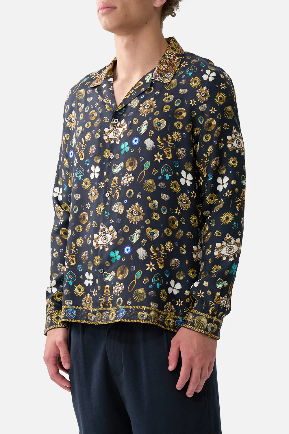 LONG SLEEVE CAMP COLLARED SHIRT AMULETS AND ALCHEMY - Image 5